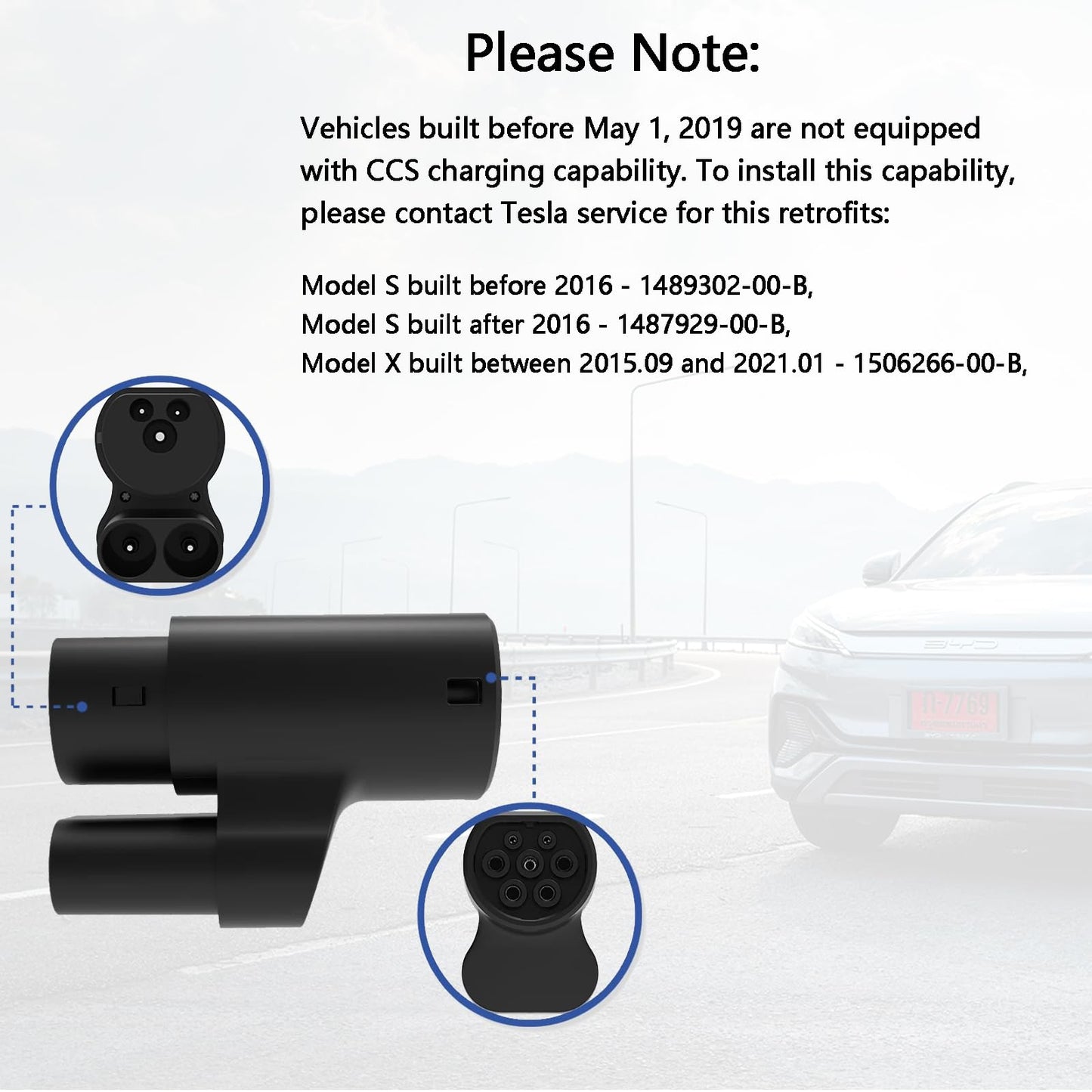 Aiskooc CCS2 to Tesla Type 2 Charging Adapter, compatible with Tesla Model S/X (Only for Tesla vehicles)