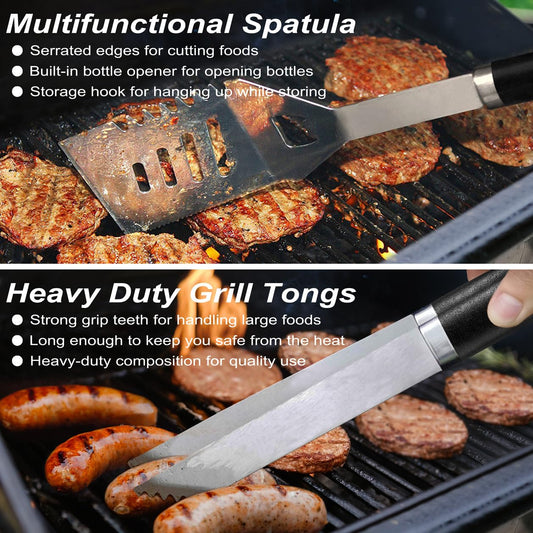 POLIGO 21PCS BBQ Accessories Kit with Grill Mat - Stainless Steel BBQ Tools in Case Gifts for Men - Ideal BBQ Set Gift for Men and Women