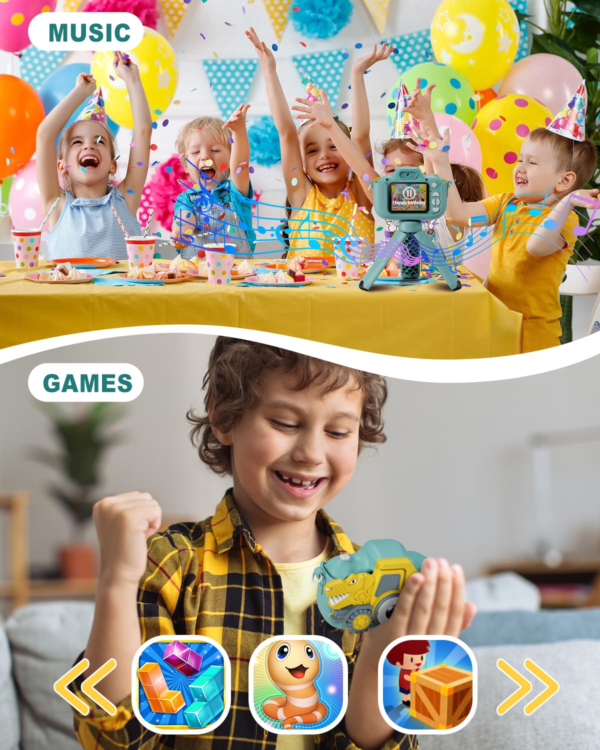 Hangrui Kids Camera, 1080P children's camera, camera for kids with 32G memory card, digital camera for 3-12 year old boys and girls Christmas Toy