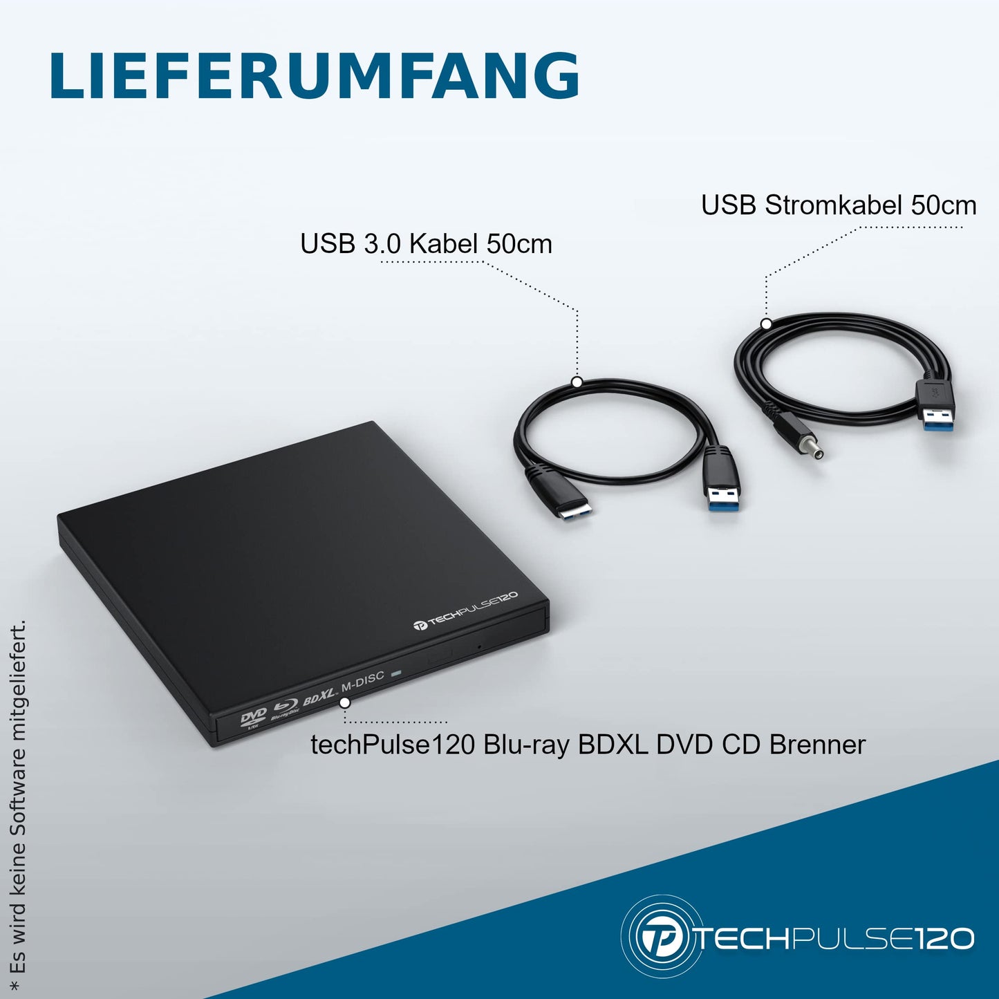 techPulse120 USB 3.0 3D External Blu-Ray Burner Burner M-Disc BDXL Superdrive Blu-ray Rom Drive BD DVD CD Slim for Computer PC Notebook Ultrabook Windows MacOS Apple iMac MacBook Pro Air Black