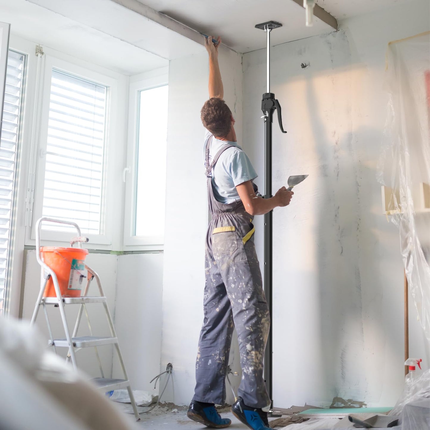 OUTIMATE Ceiling Support & Installation Support Heavy Duty, Cabinet Jack for Installation with 70 kg load capacity, adjustable telescopic pole from 125 cm to 290 cm, 1 piece