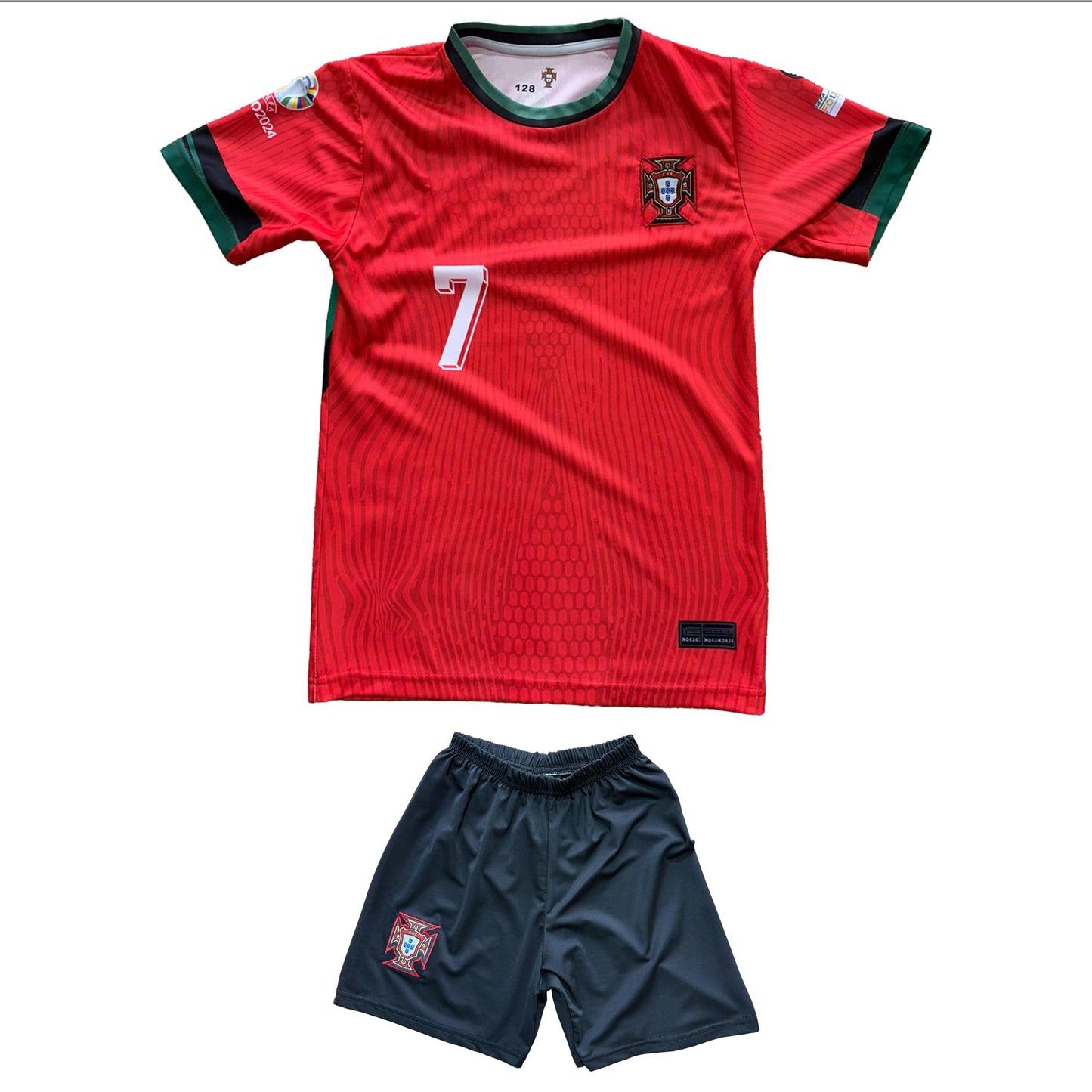 Legend #7 Kids Jersey Set - Portugal 2024/25 Home Fan Outfit in Red with Shorts - Soccer Jersey Boys Retro Style Gift Idea - Sizes 140