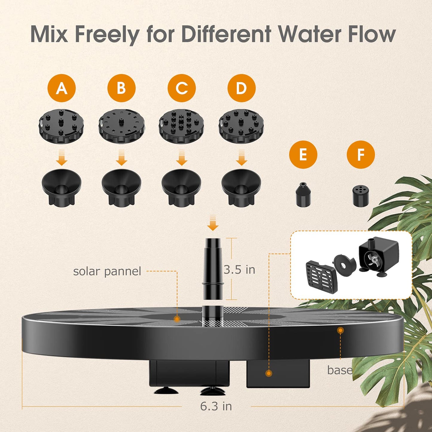 AISITIN bird bath with 2.5W solar fountain, feeding place, garden/balcony decoration, bird bath feeding station for balcony terrace garden decor bird bath bronze plastic.