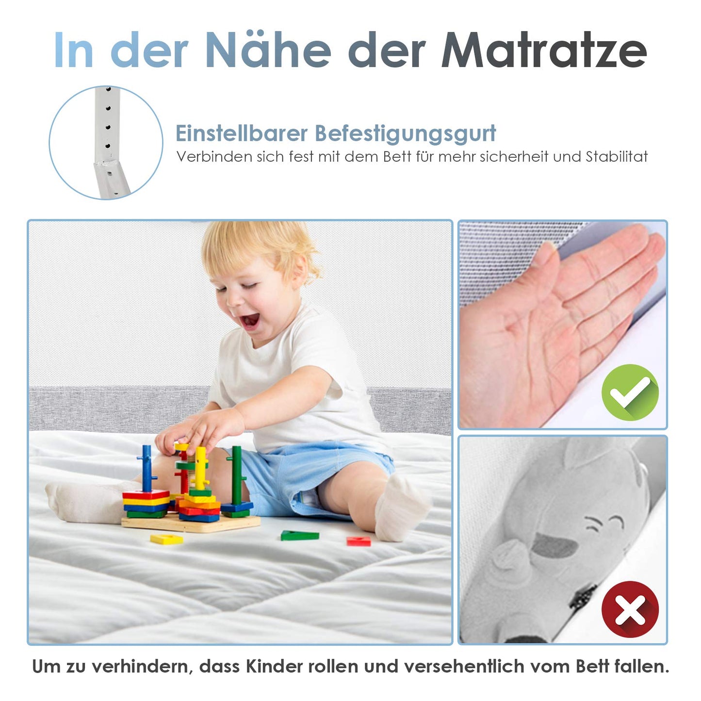 A 180 * 80 cm bed rail guard bed safety rail crib rail for children baby bed rail adjustable height foldable suitable for children's beds, parent beds anti-fall for baby children - Gray