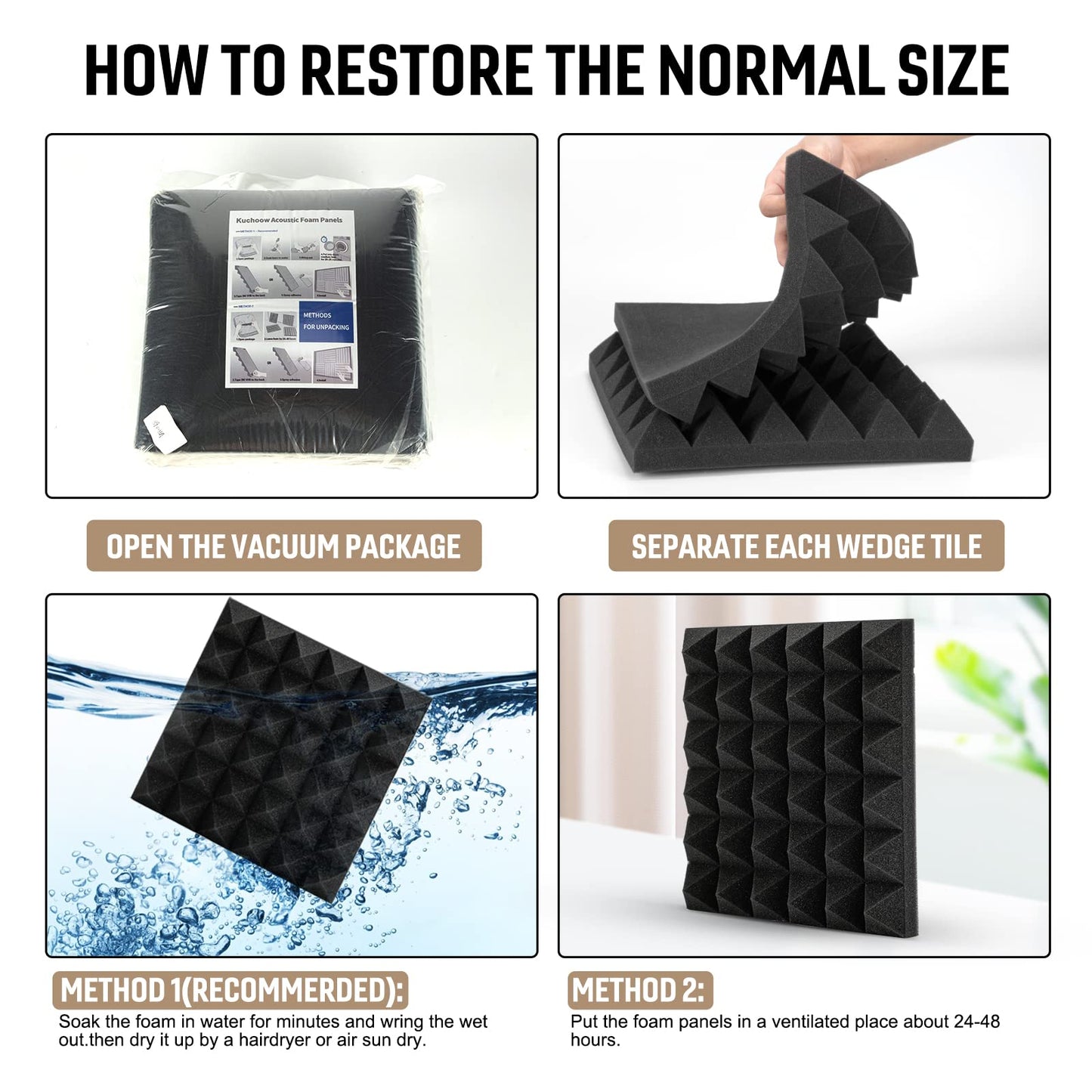 Acoustic Foam 12 Pieces Soundproofing High-Density Sound Absorber Wall Reduce Reverberation Noise for Podcast Recording Studio Soundproofing with 60pcs Stickers Included, 30x30x5cm.