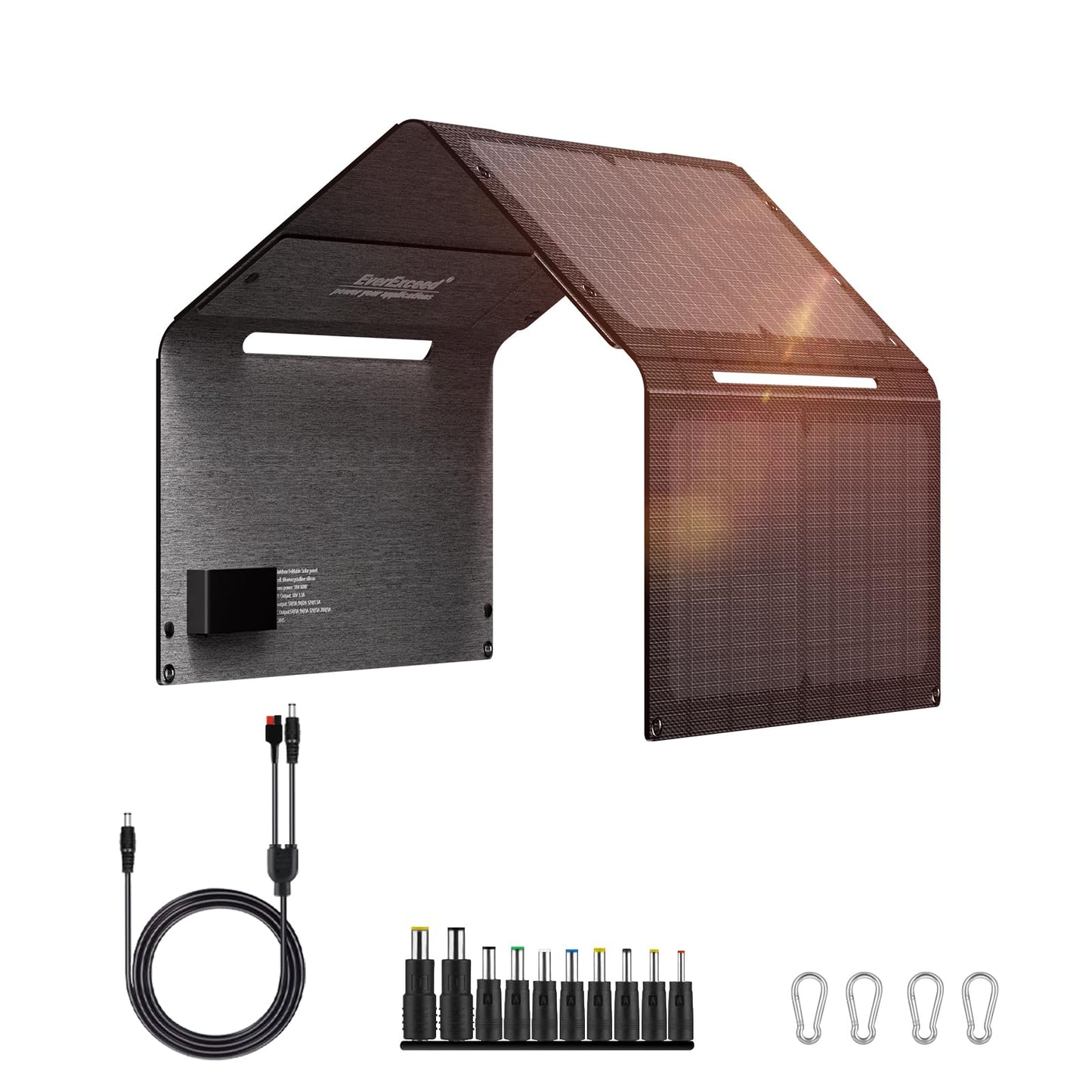 Foldable 60W Solar Panel with USB-A, USB-C, and DC outputs - Solar Charger for Power Station, Phone, Laptop - Portable for RV, Camping, Hiking, Travel, Adventure