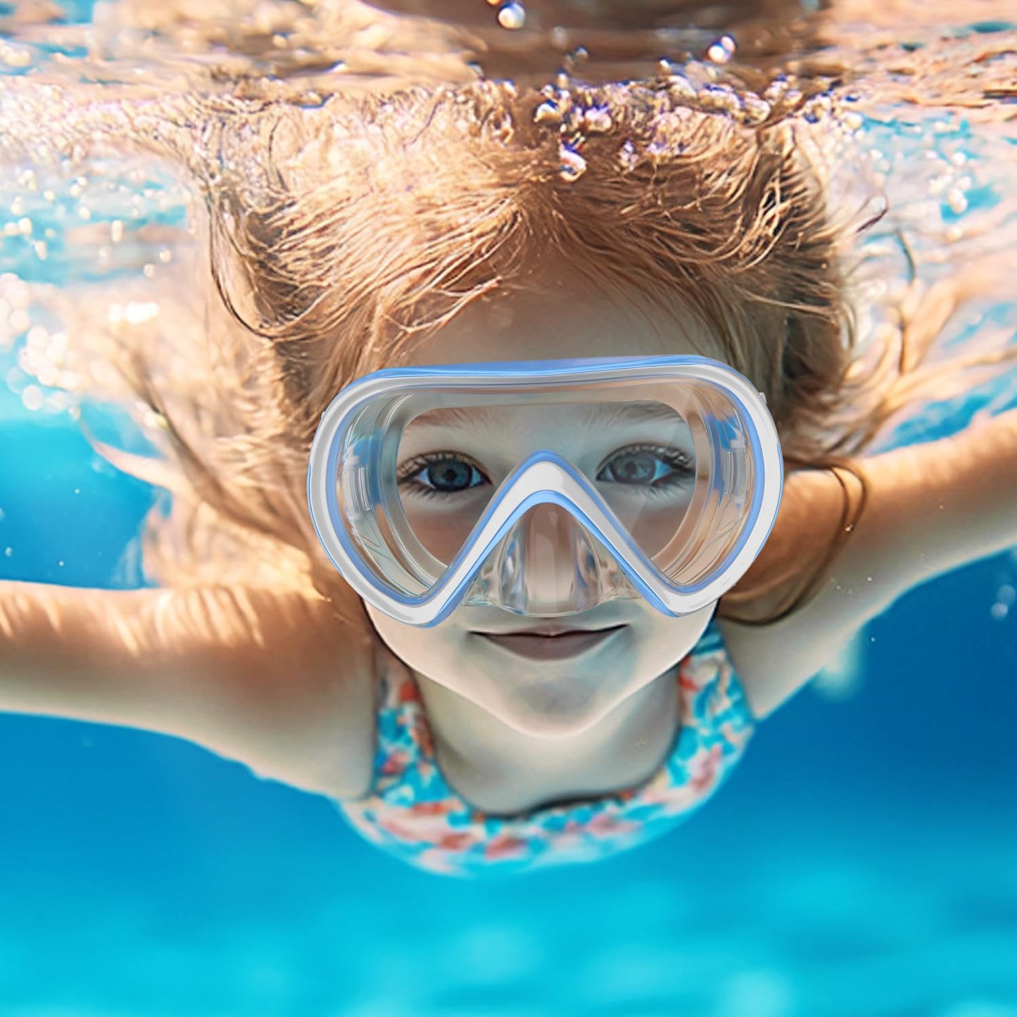 COOLOO Kids Diving Goggles with fabric strap, Swim Goggles for Boys Girls Teens, 【Patent】 Snorkel Mask 180°Panoramic HD Anti Fog Anti Leak Diving Mask for 4-16 years