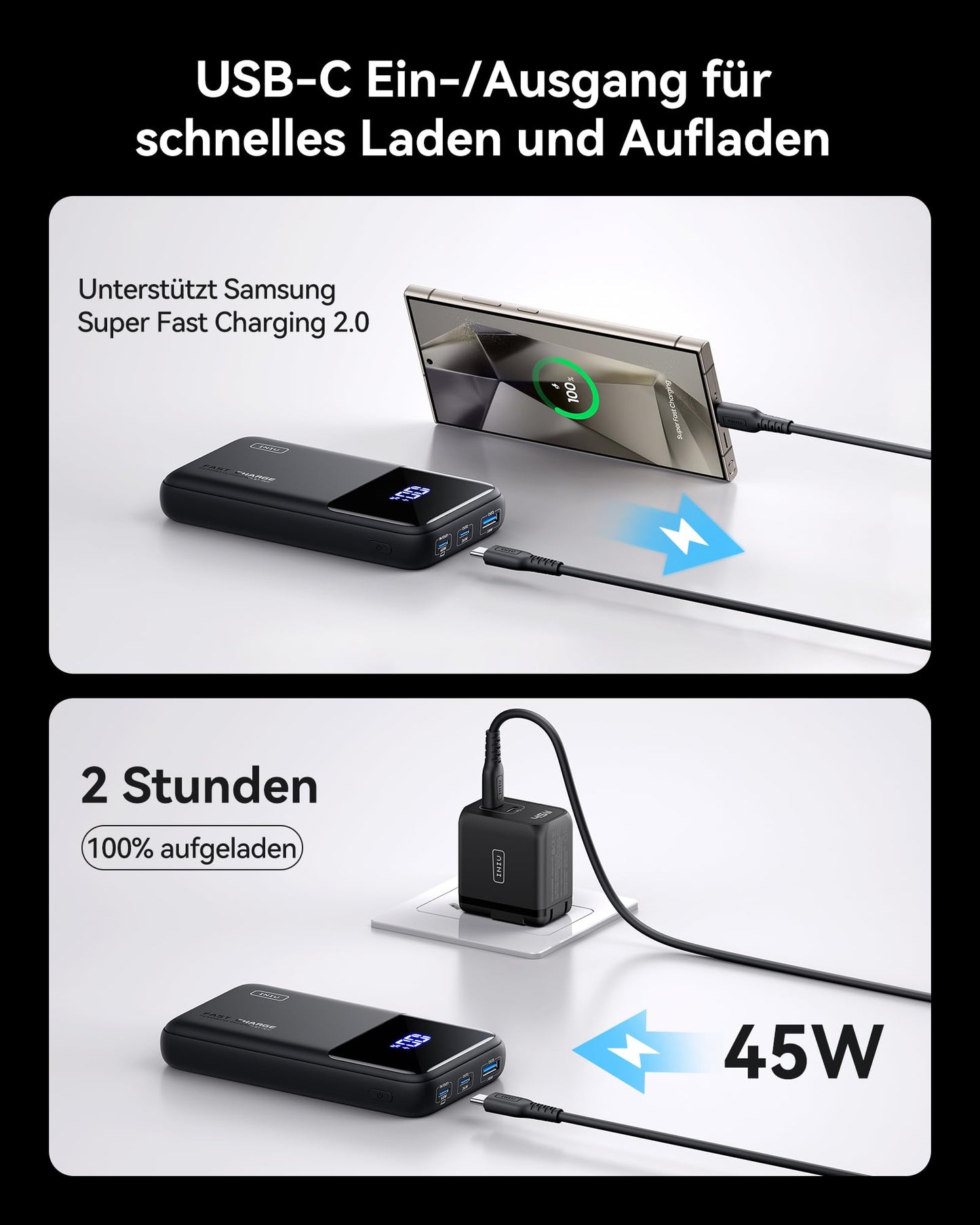 INIU Power Bank, 20000mAh 65W power bank small but powerful for phone & laptop, external portable chargers with USB C input & output, compatible with MacBook Pro, Surface Go, iPad, iPhone 17, 16, 15, 14 Pro Max, plus Steam Deck.