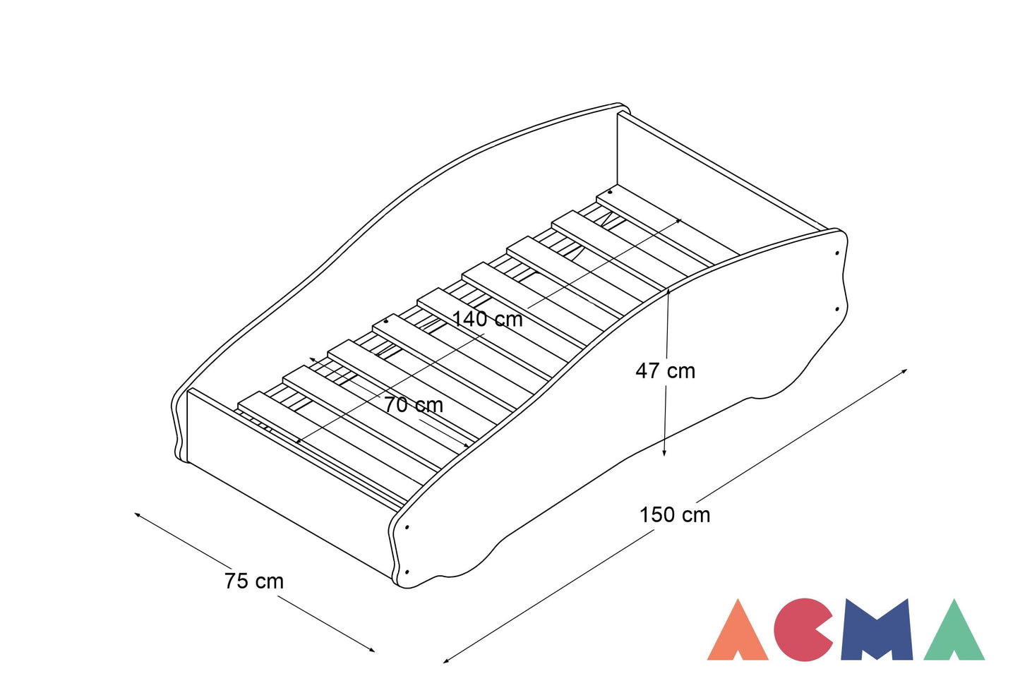 ACMA children's bed racing car junior with slatted frame and mattress 140x70 160x80 180x80 (140x70, 9)