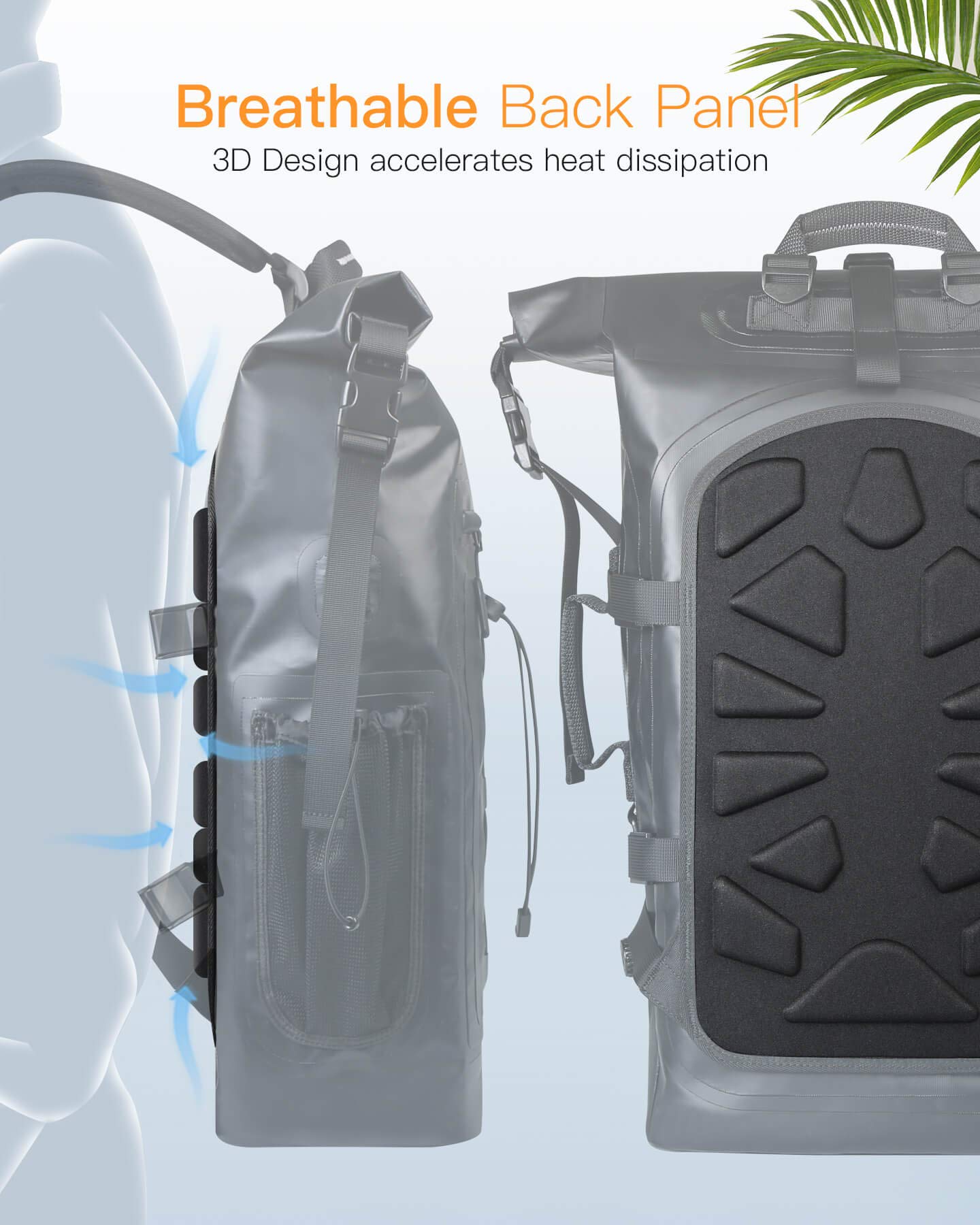 Inateck RollTop Backpack Men 30-35L Waterproof Multifunctional Organizer with Removable Shoulder Strap Drain Valve Waterproof Zipper for Cycling Outdoor Hiking