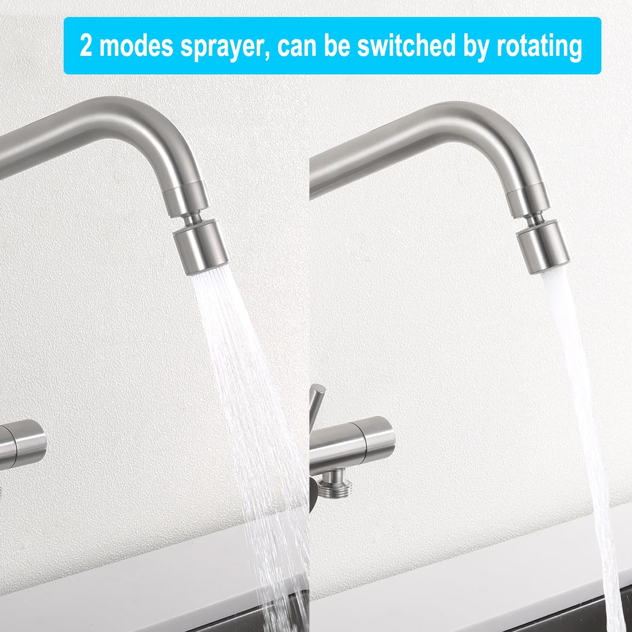 ONCE kitchen faucet in wall with 3/4 inch connection for dishwasher/washing machine, wall faucet with 2 spray modes, kitchen wall-mounted mixer tap, matte