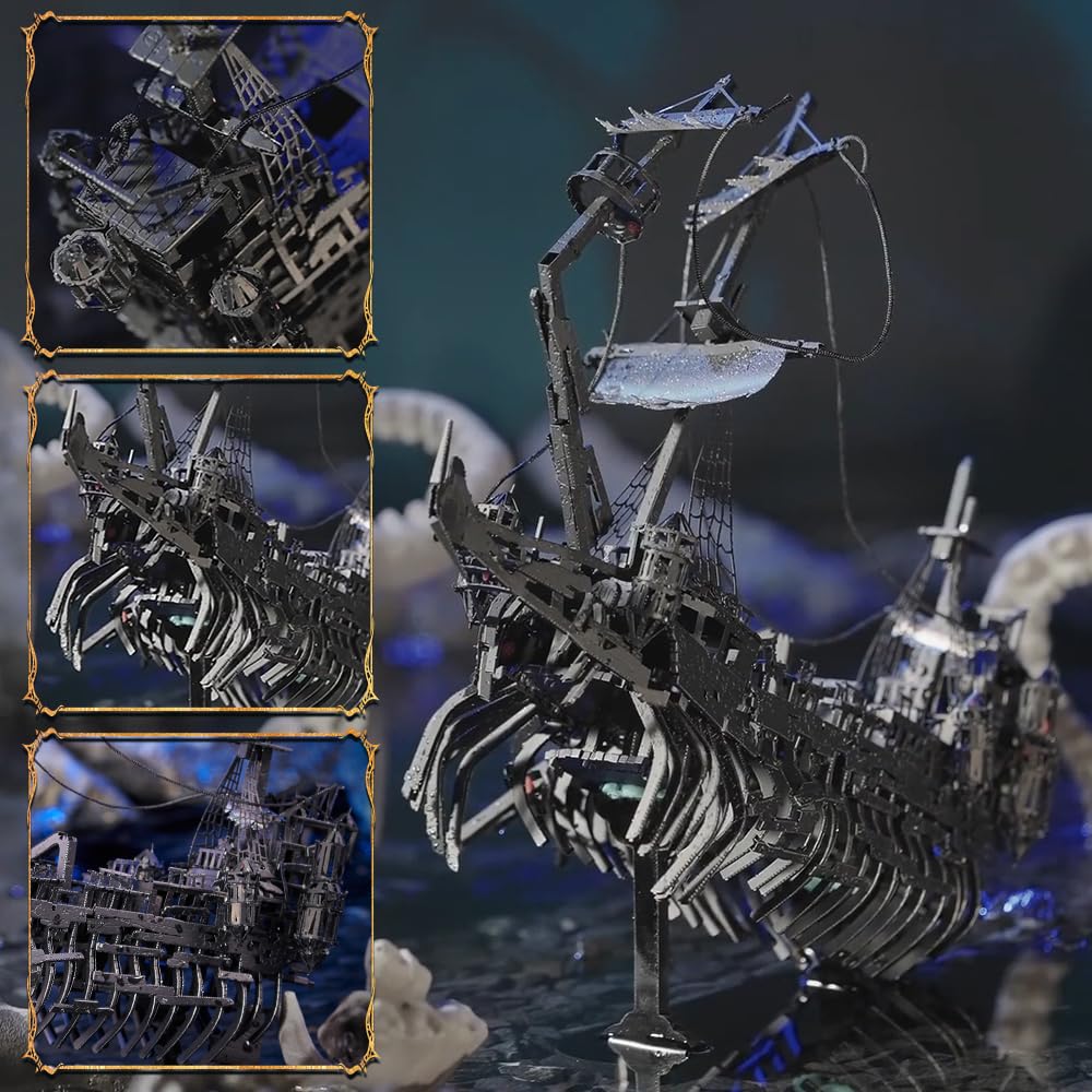 Piececool 3D Puzzle Metal Pirate Ship Silent Maria, 3D Metal Puzzle Sailboat Ship Set, Model Ship for 340 Stainless Steel, All Metal, Birthday Gift, Adult Model Building Kit, 363 Parts