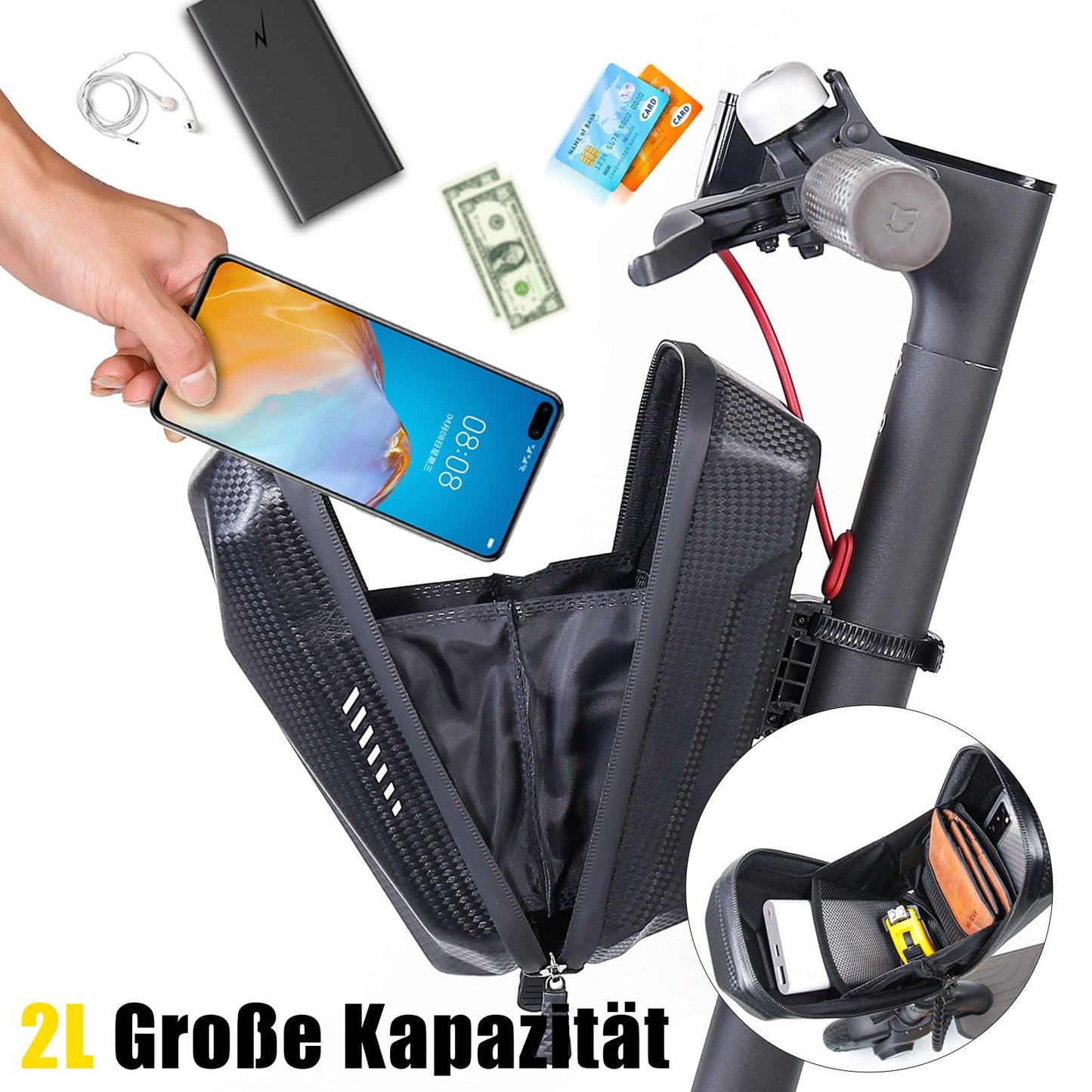 CHICLEW E Scooter Bag for Scooter, E Scooter Bag Quick Release with 2L Large Capacity, Handlebar Bag Escooter for Xiaomi MI Mijia M365 Sedway Ninebot E ES1/ES2/ES3/ES4
