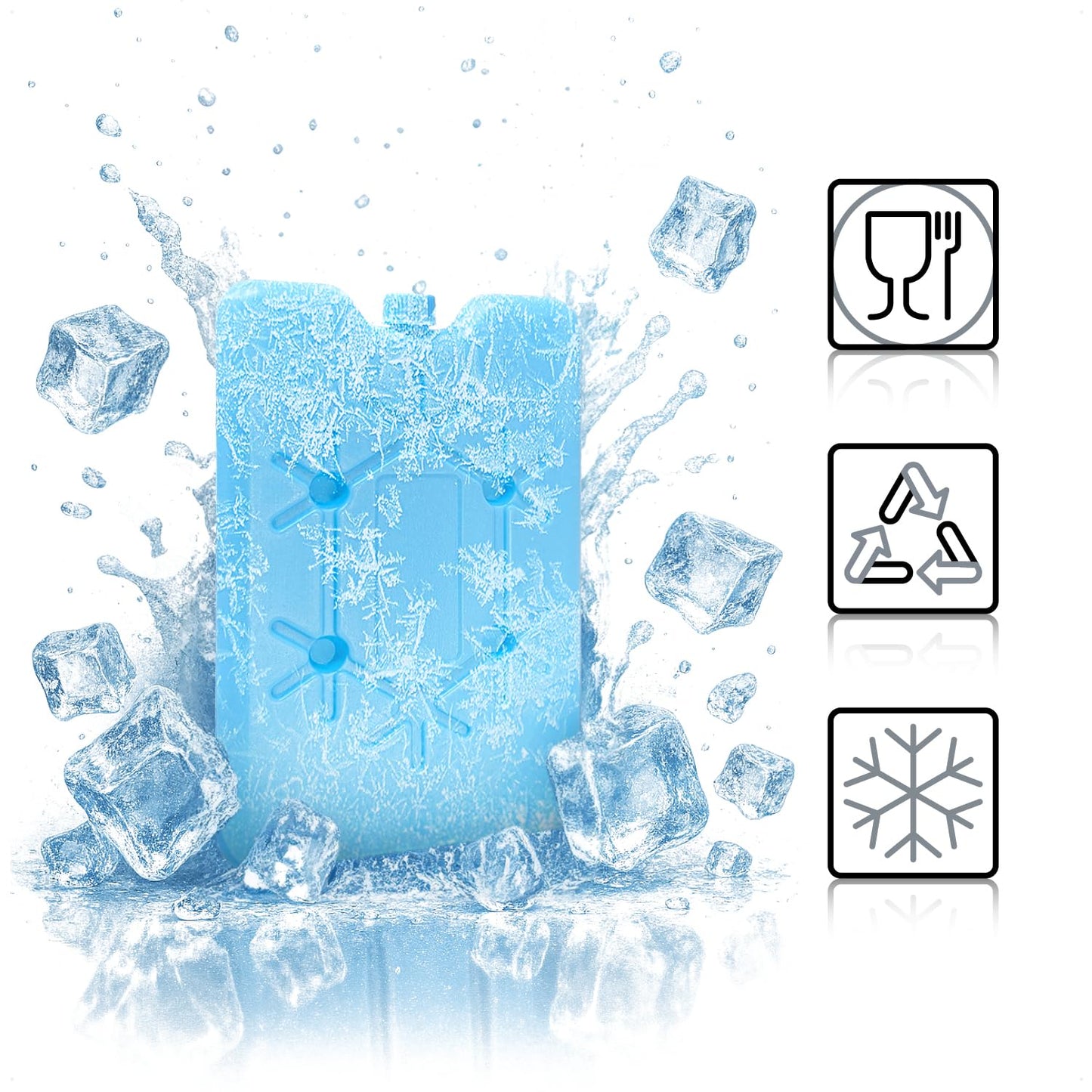 com-four® 8x Extra flat cooling ice pack - Space-saving and ideal for cool boxes and cooler bags - Cooling element in colorful colors (multicolored - 8 pieces - S)