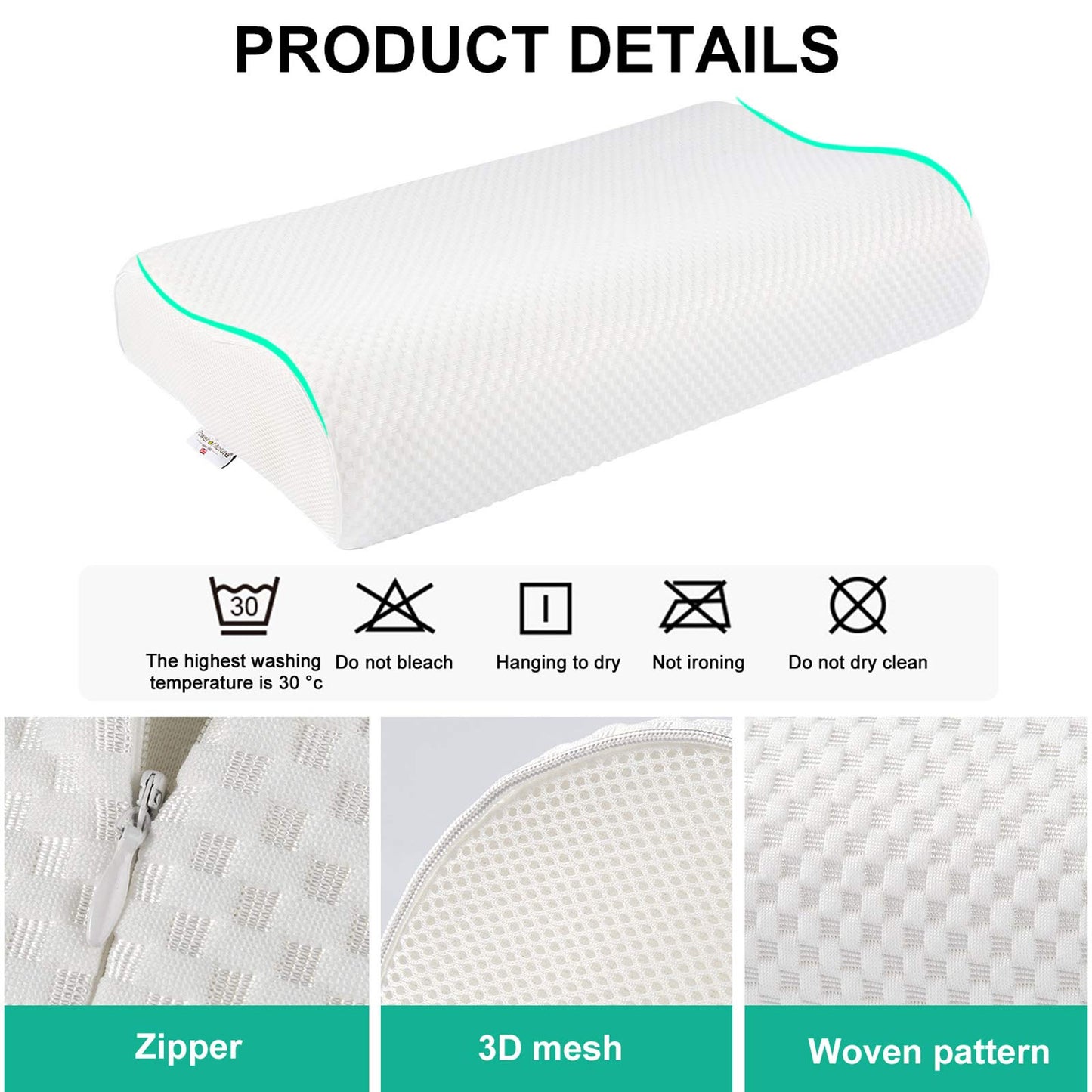 Fityou Memory Foam Pillow, Neck Support Pillow Sandwich Pillow Ergonomic Sleep Pillow Removable and Washable Pillowcase Suitable for Back and Side Sleeping