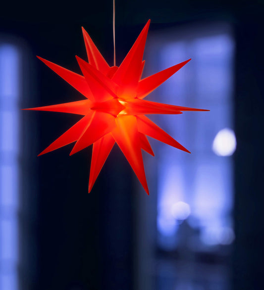 Bonetti 3D light star incl. warm-white LED lighting | suitable for indoor and outdoor use | hanging | 7.5m lead (red, approx. 57x44x48 cm)