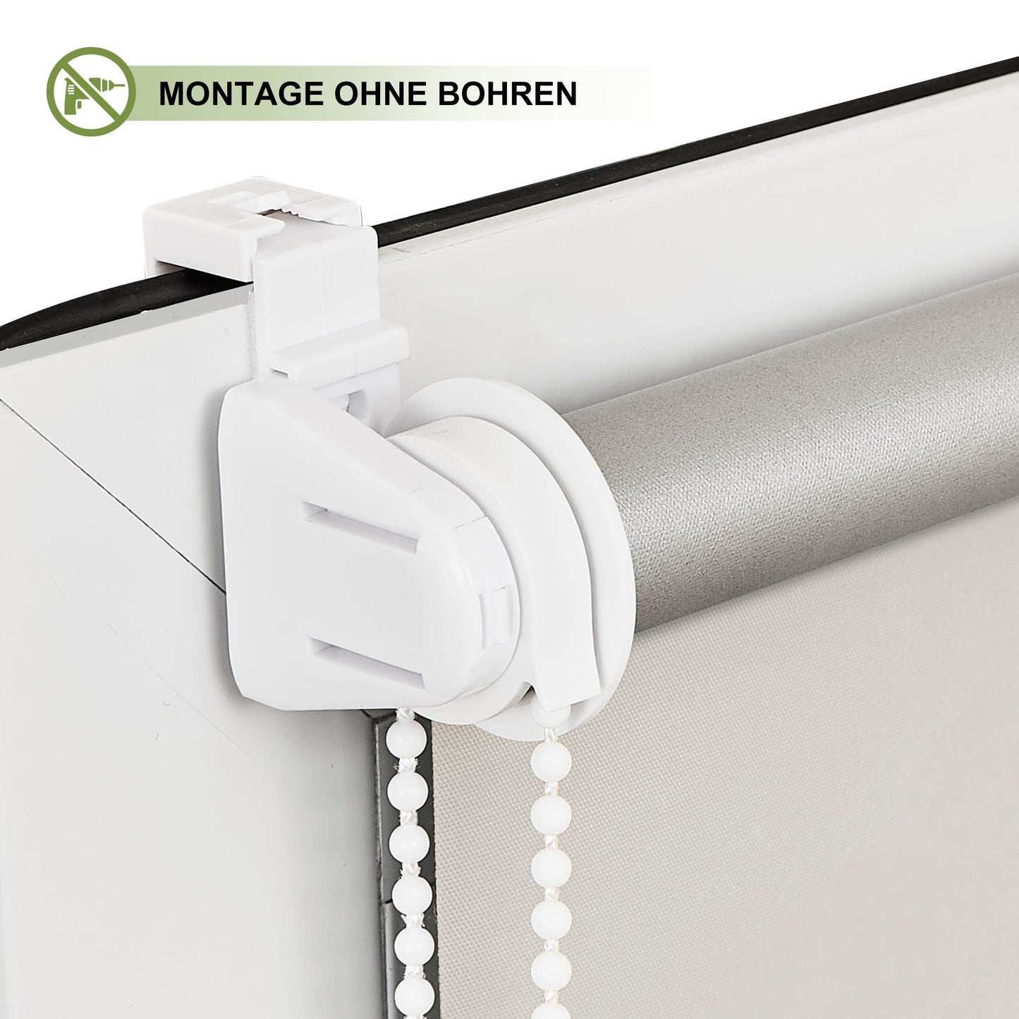 Blackout roller blind without drilling Clampfix, Cream B40xH210cm (fabric width 35cm) Thermo roller blinds for windows without drilling Roller blinds for indoor blackout & sun protection Side pull roller blind Clamp roller blinds for windows