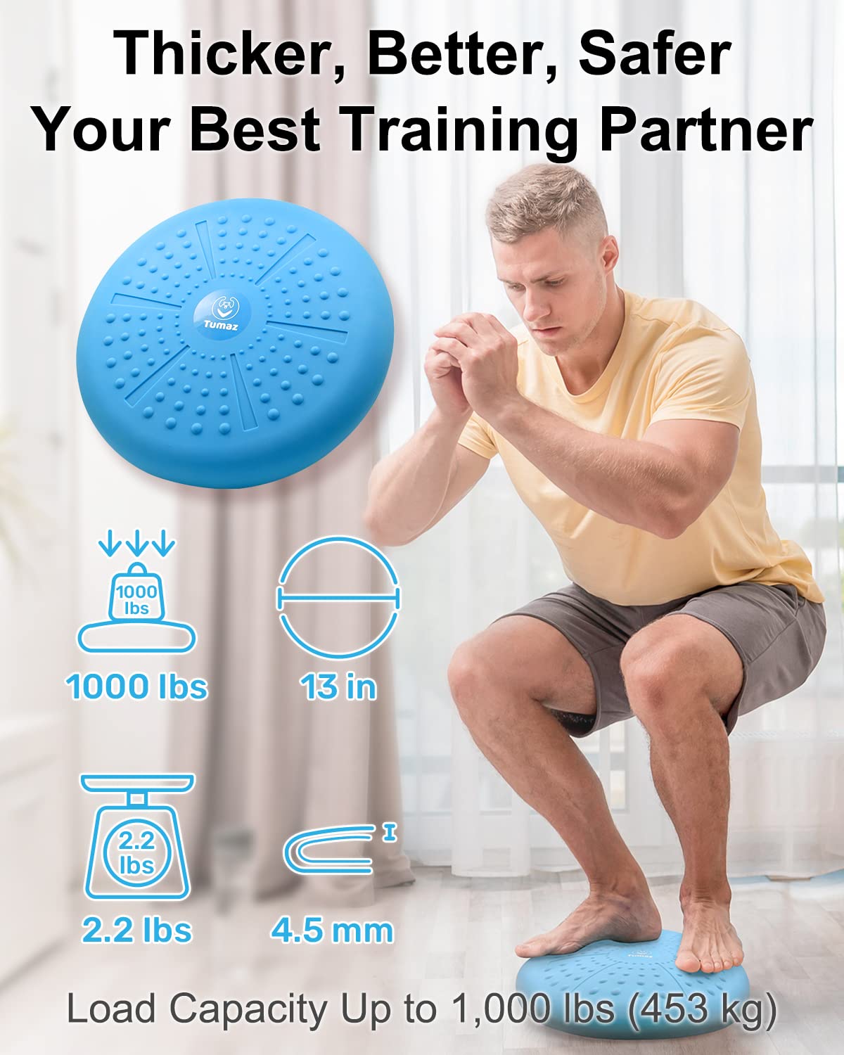 Tumaz Ball Cushion improves posture and increases focus. Air cushion for physical therapy, relieves back pain and strengthens core muscles.