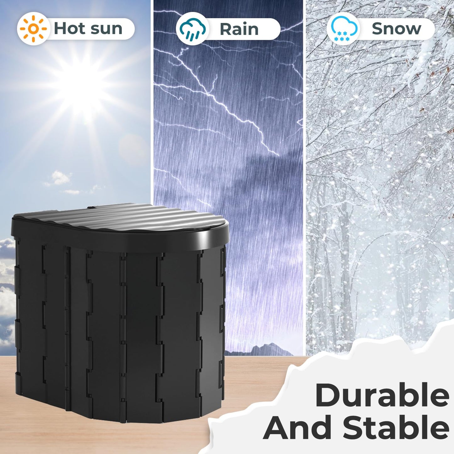 ITMNMNL Camping Toilet, Portable Toilet for Camping, max 150 kg, Foldable Camping Toilet, Composting Toilet for Outdoor or Indoor Use, Camping WC, Toilet Bag + Storage Bag - Black