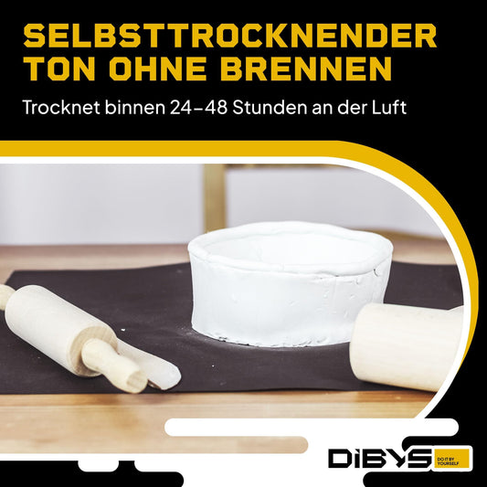 DIBYS Pottery Set for Home | Starter with Modeling Tools, Air Drying Clay in White, Colors & Brushes | DIY Pottery for Kids & Adults | Creative | Gift Ideas