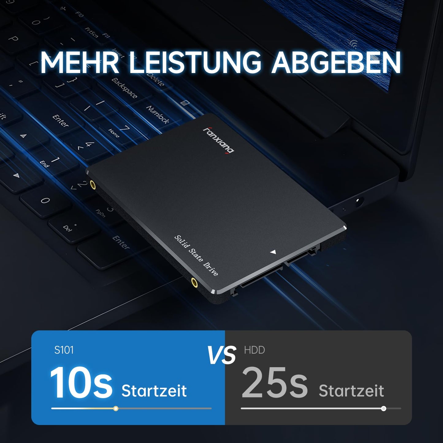 fanxiang S101 1TB SATA III 2.5-inch SSD Internal Hard Drive, 550MB/s Read, 500MB/s Write, SLC Cache & 3D TLC NAND, for laptops, desktop PCs, and gaming consoles, Black