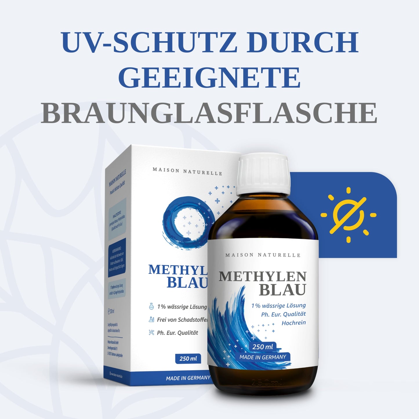 Methylene blue (250ml) high-dose drops | Solution with 99.9% purity | High-dose Methylene Blue | Methylene Blue 1% Solution