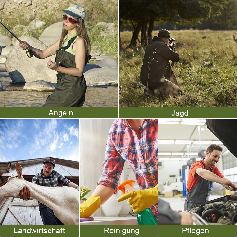 Jiubiaz 70D Nylon Composite PVC Waders with non-slip rubber boots. Ideal for construction sites, fishing, farms, and gardens. Suitable for ponds and floodwaters. Size M.