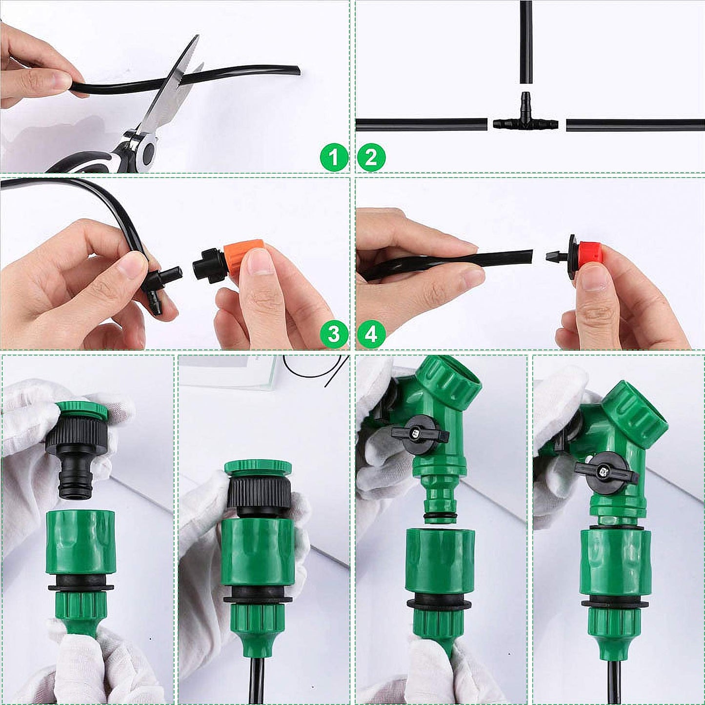 ANJUN 50m Garden Irrigation System, 200 Pcs Garden Irrigation Kit, Automatic Drip Irrigation Garden Misting Cooling System for Landscape, Flower Bed, and Patio Plants (50M)