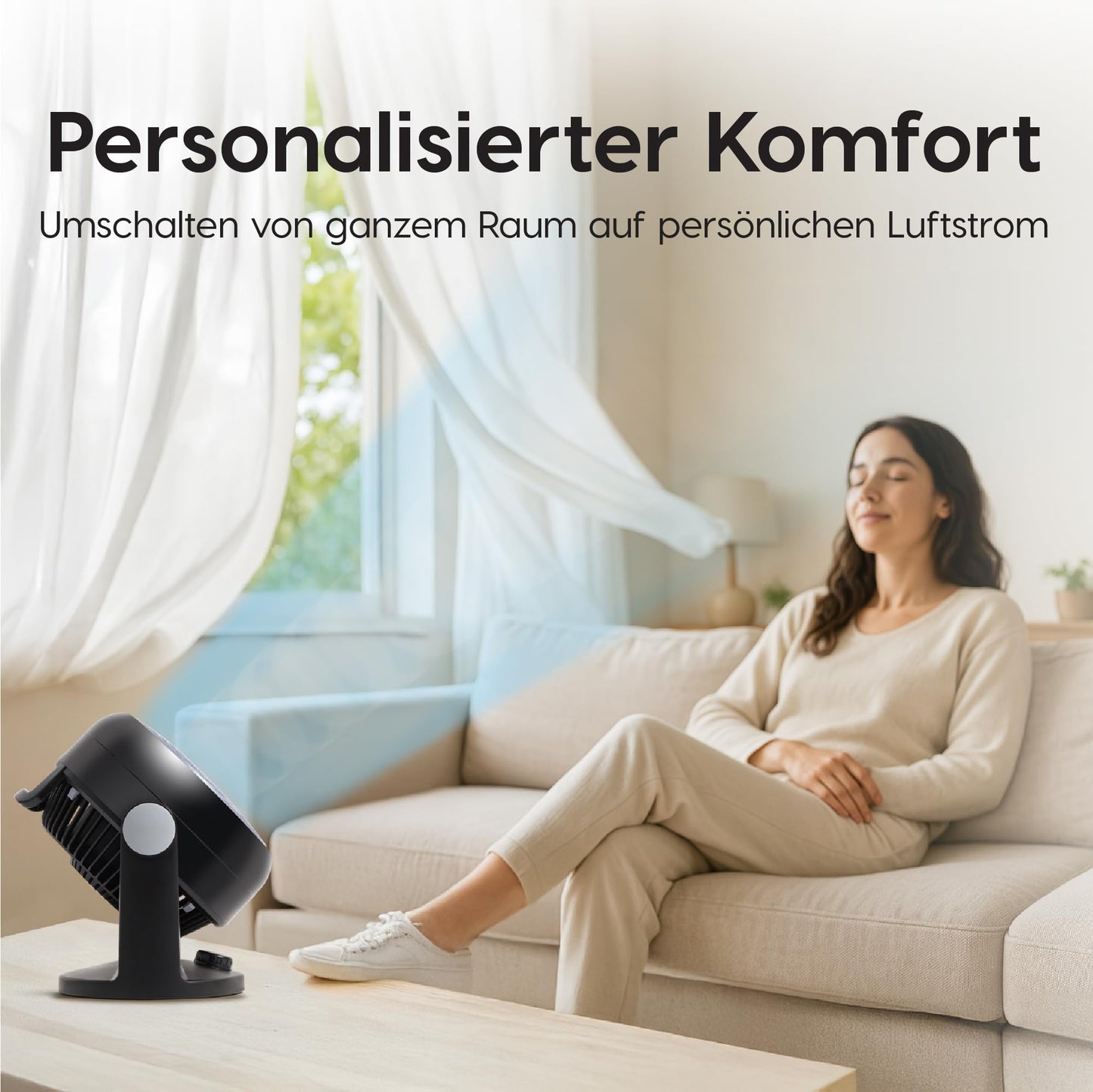 Iris Ohyama Woozoo, 23m², fan, Black, 3 speeds, quiet, Table Fan, Table fan, Fan, Floor fan, portable, Portable, Cooling, Desk Fan, PCF-HD18N