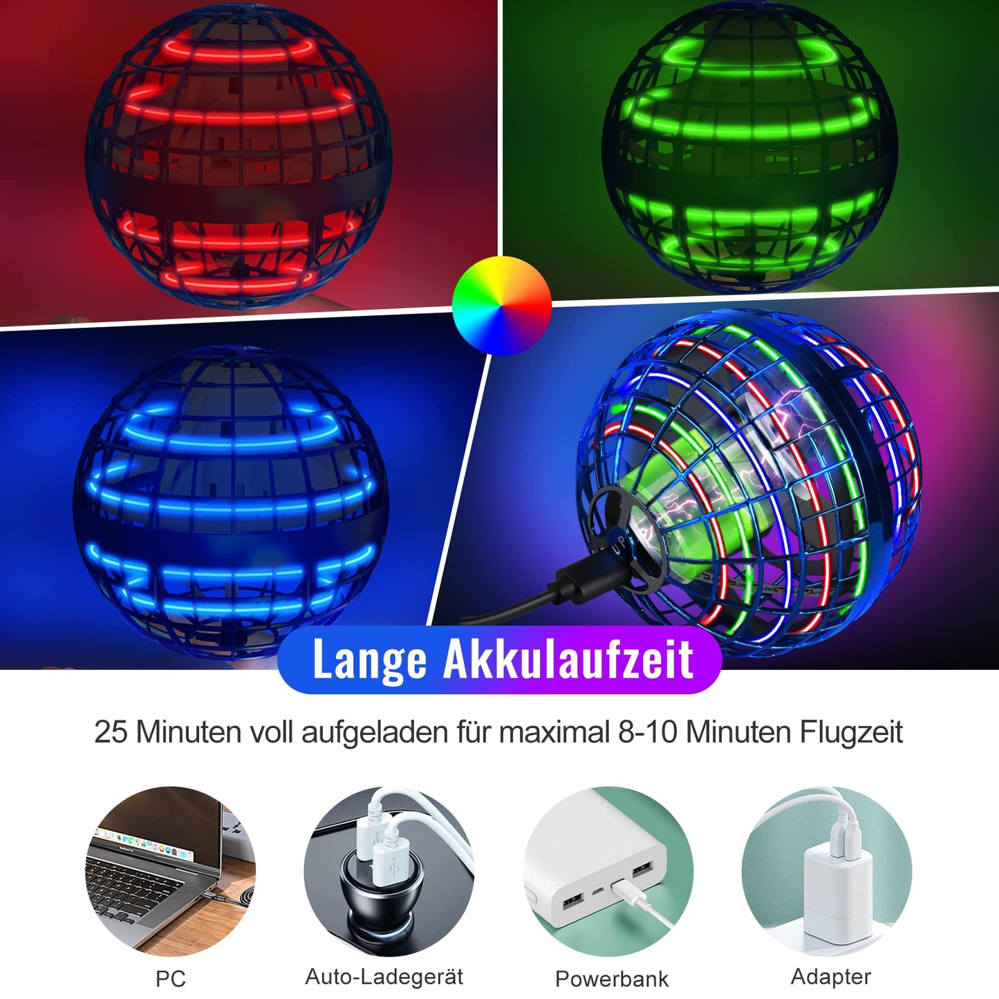 Small Flying Ball, orbi Boomerang Ball, kids toy for ages 6 and up with LED light, Hand Controlled Hover Ball gifts for boys and girls aged 6-12.