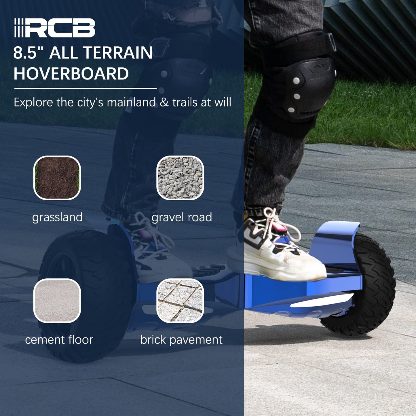 RCB Hoverboards SUV with Seat Hoverboards Off-Road, App-enabled Bluetooth Hoverboards, 8.5'' Hummer + Hoverkart Go Kart for Self Balancing hoverboards, Gift for Kids