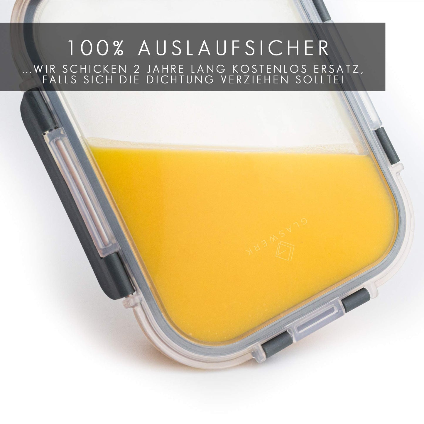 GLASWERK Meal Prep Boxes (3x 1040 ml) with one compartment, glass containers with lids, food storage containers with lids, freezer containers set, glass food storage containers, glass casserole dish with lid.
