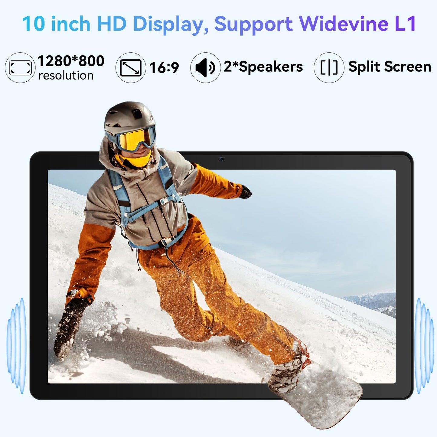 Whitedeer Android 15 Tablet 10 inch 22GB+128GB+1TB TF Octa Core and Widevine L1, Wi-Fi 6G/BT 5.3, 6200mAh Gaming Tablet Android, Dual 5+8MP, Computer mode supported - Black