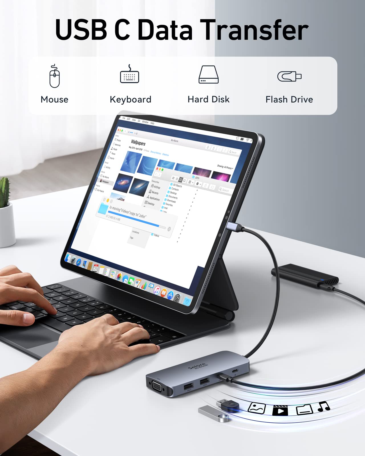Docking Station 2 Monitor, USB C Hub 8 in 1 Laptop Docking Station DisplayPort Adapter with Dual 4K HDMI DP VGA PD100W USB 2.0 USB C data, USBC Multi Monitors compatible with Dell Thinkpad Huawei.