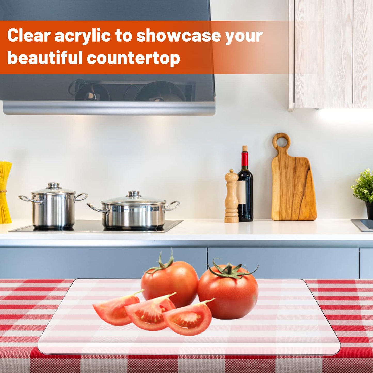 Acrylic cutting board with counter lip, non-slip transparent kitchen accessory, cutting mats (45*60cm)