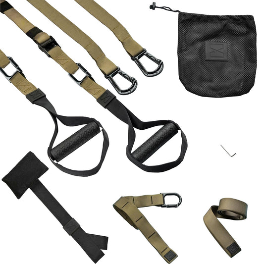 Infinitsports - Elite suspension trainer set with 3 anchoring solutions (including door anchor), premium sling trainer/suspension trainer for home and on the go.