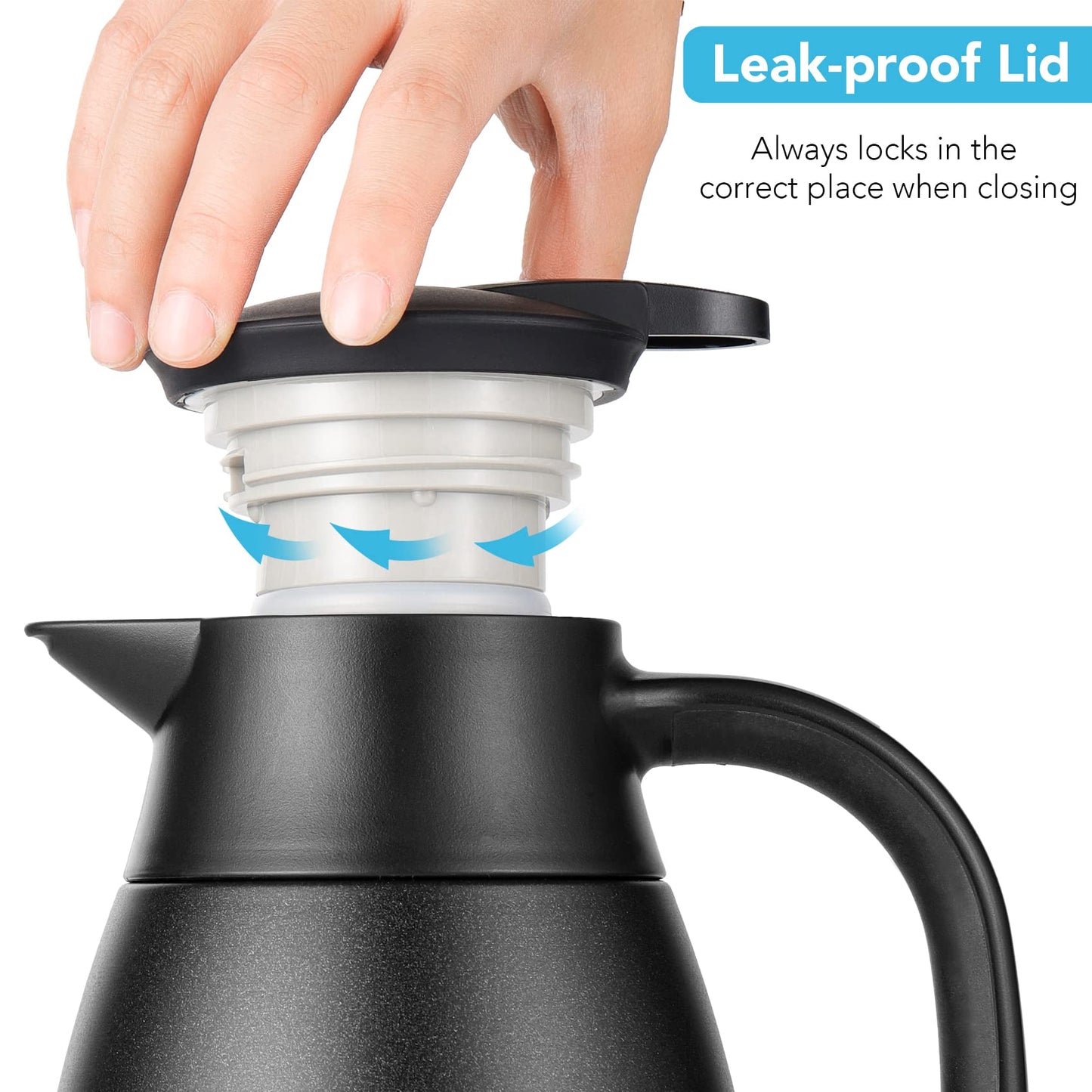 Tiken 1.5L thermos jug stainless steel double-walled vacuum insulation insulated coffee pot black
