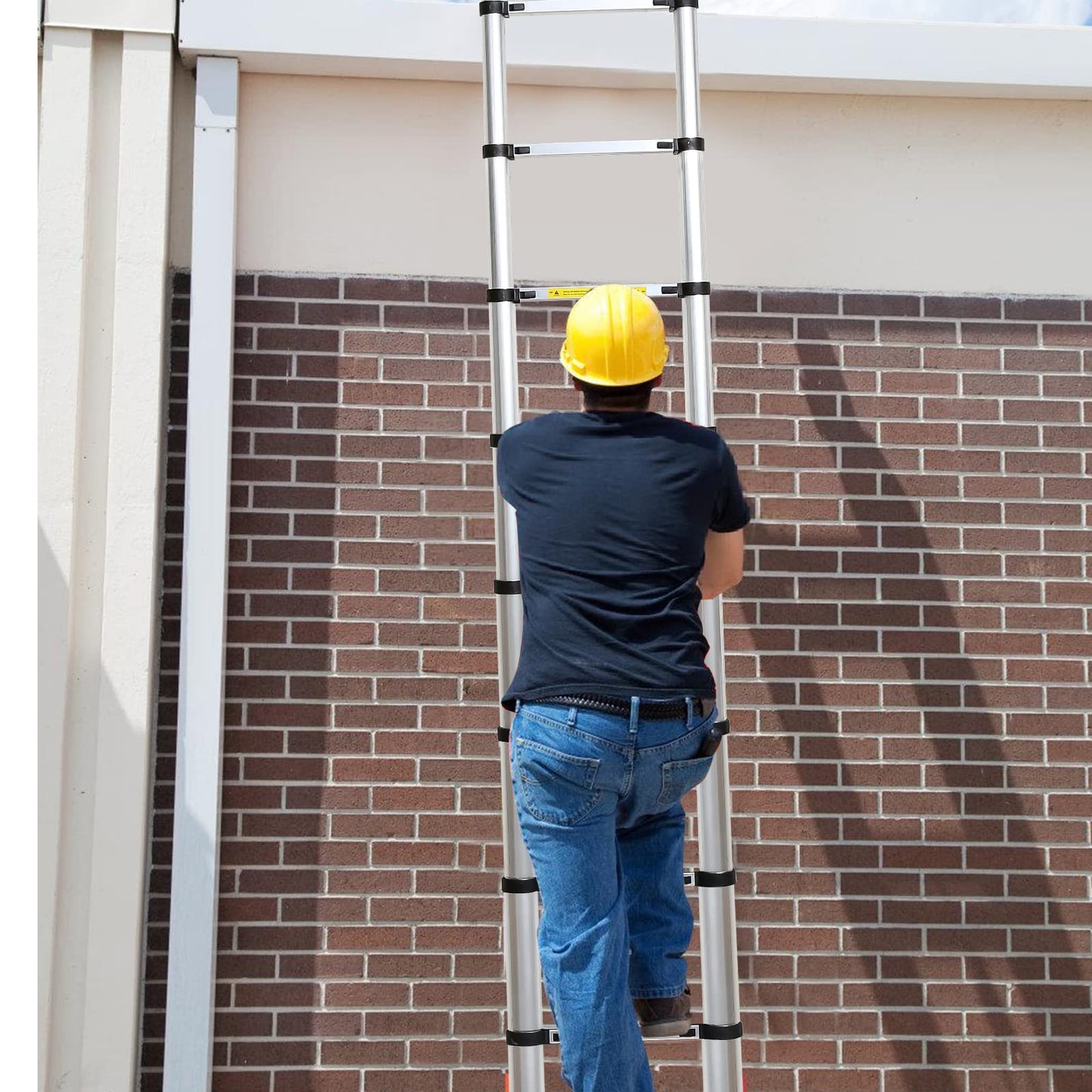 Ansobea Telescoping Ladder Extendable Aluminum, Non-Slip Folding Ladder, Step Ladder Multi-Purpose, 150 kg 330 Pound Capacity, Aluminum Ladder (2.6M with Hooks)