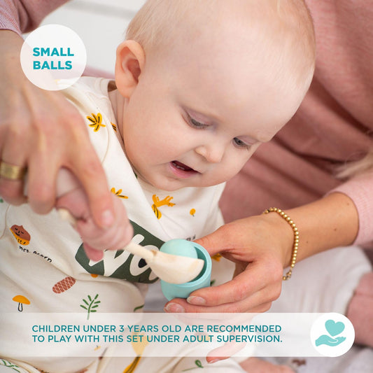 Ulanik balls in cups Montessori toy wooden sorter game 12 balls 30mm age 1+ color sorting and counting preschool learning education