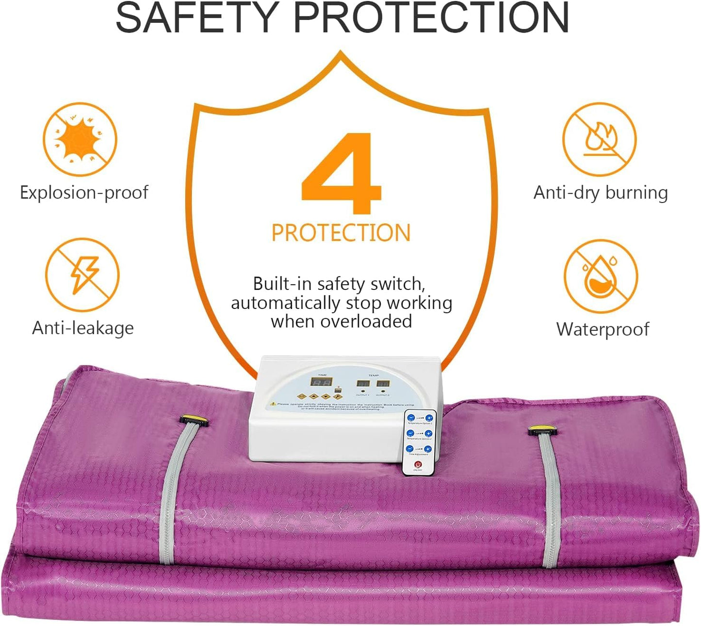 VAYOTOY Infrared Sauna 2 Zone Digital Home Sauna Blanket Professional Detox Therapy Home Mobile Sauna Portable Oxford Sauna Blanket with 4 Safety Protection for Hot Sweating, Relaxation, Detox (Purple)