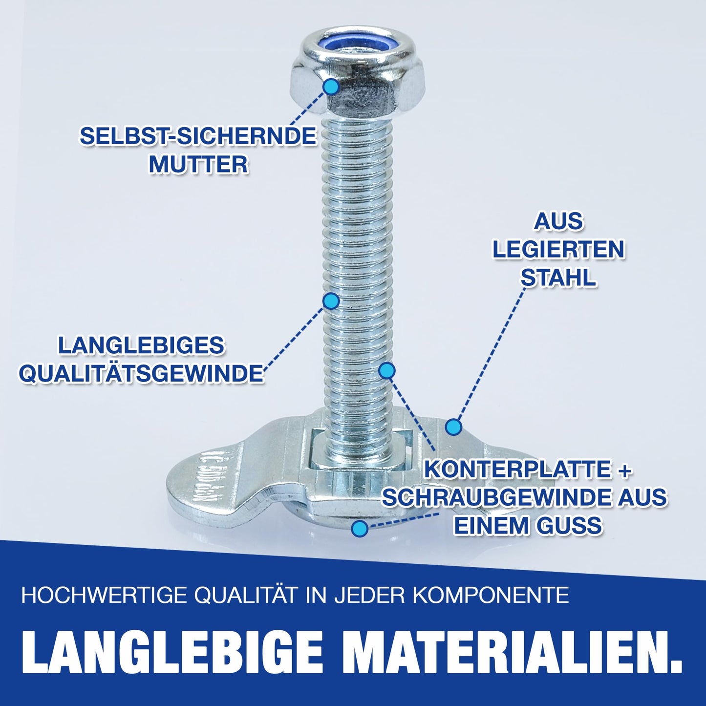 10 pieces screw fittings for airline rails | M8x45 | 500 daN | end fitting | end fitting | rail | single