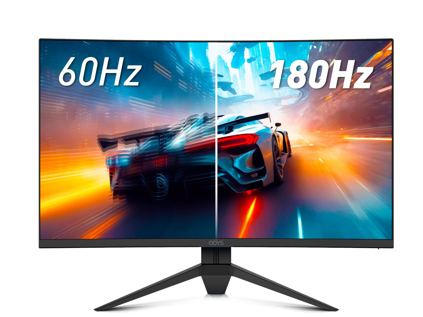 ODYS Q27 PRO-X - Curved Gaming Monitor 27 inch (69 cm), 180 Hz, WQHD (2,560x1,440 px), 1ms response time (MPRT), HDR, 1500R, FreeSync/G-Sync compatible, Eye Care, HDMI, Display Port, 3.5mm Audio