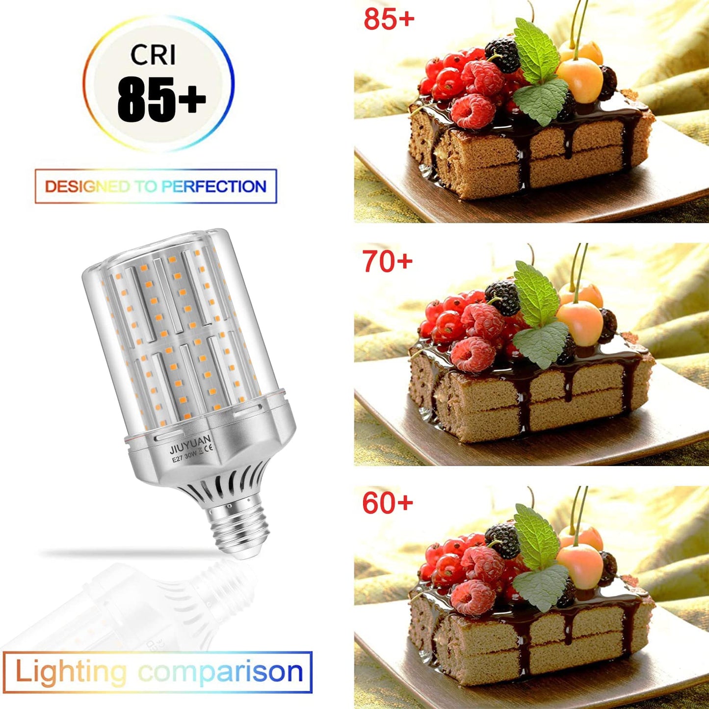 JIUYUAN LED lamps E27 30W Warm White E27 LED Bulb 3000K 3500LM Replacement 250W Incandescent Bulb LED E27 Corn Bulbs Non-Dimmable E27 LED Warm White 2 Pack