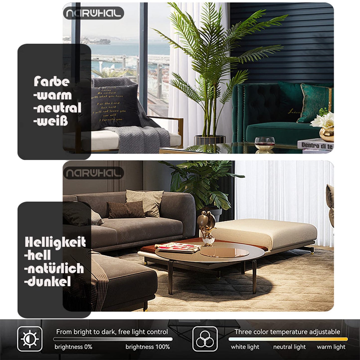 Narwhal Dimmable LED Ceiling Light 8-Rings Modern Living Room Lamp with Remote Control, Memory, Timer, Function, and Night Light, Ceiling Lamp for Bedroom, Dining Room, Hallway, Office, and Balcony