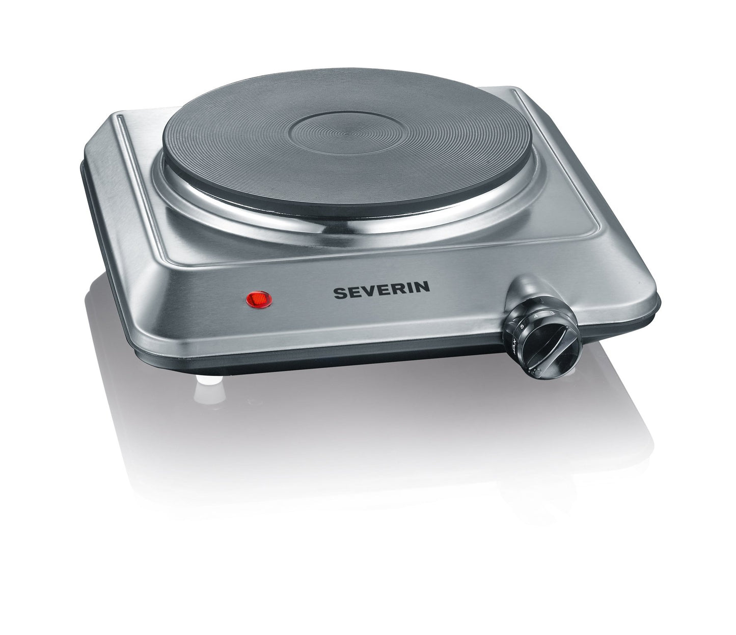 SEVERIN hot plate for kitchen, office, or camping, small stove with continuous temperature control, camping stove, heating ring with 18cm diameter, stainless steel, 1,500 W, KP 1092