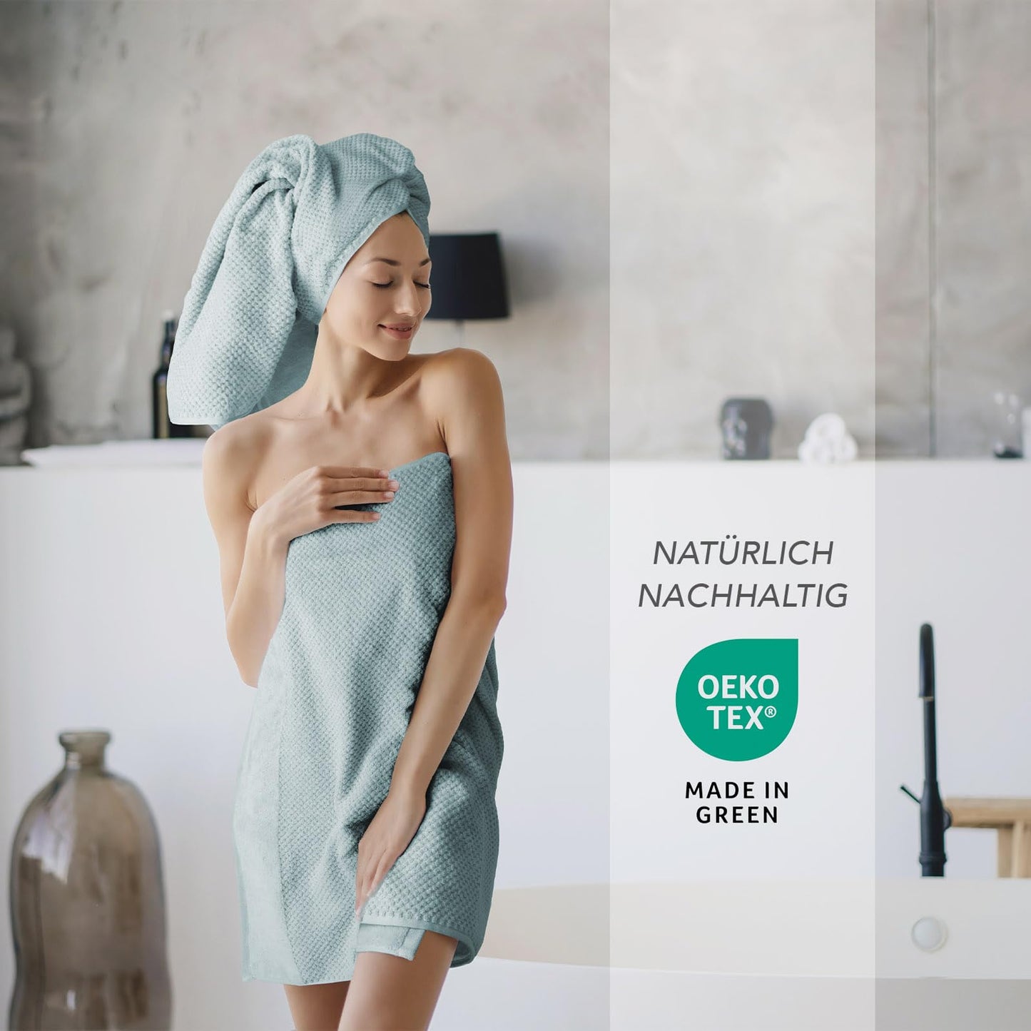 Pure label 6-piece guest towels 30x50 cm with hanging loop made of 100% cotton, absorbent, soft and Oeko-TEX certified - 6 guest towels light blue - light turquoise, 30x50 cm
