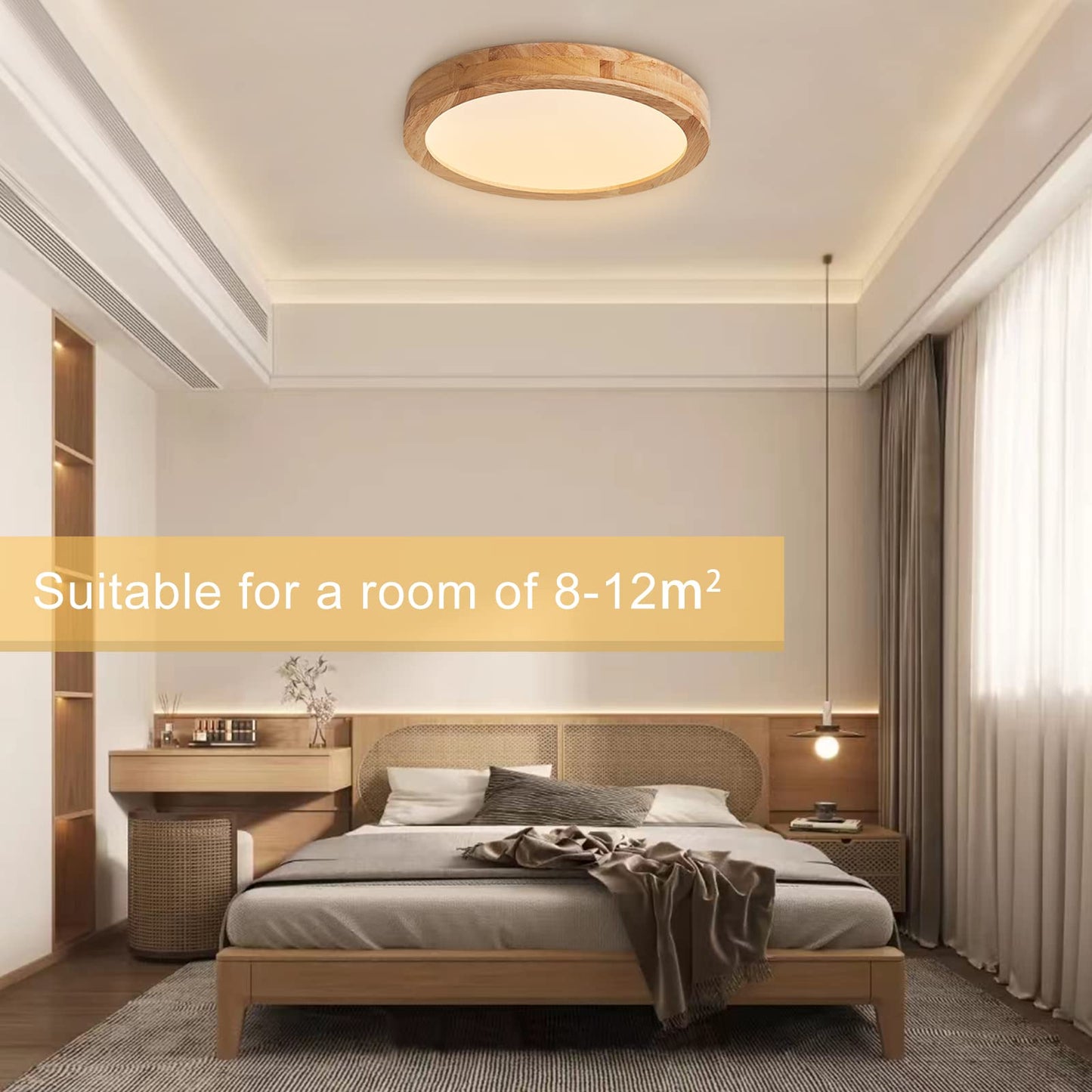 Baerolc LED ceiling light wood, 30CM round ceiling lamp LED lamp kitchen 20W 3000K warm white ceiling lights round wood ceiling lamp for bedroom/office/kitchen/dining room/hall/living room