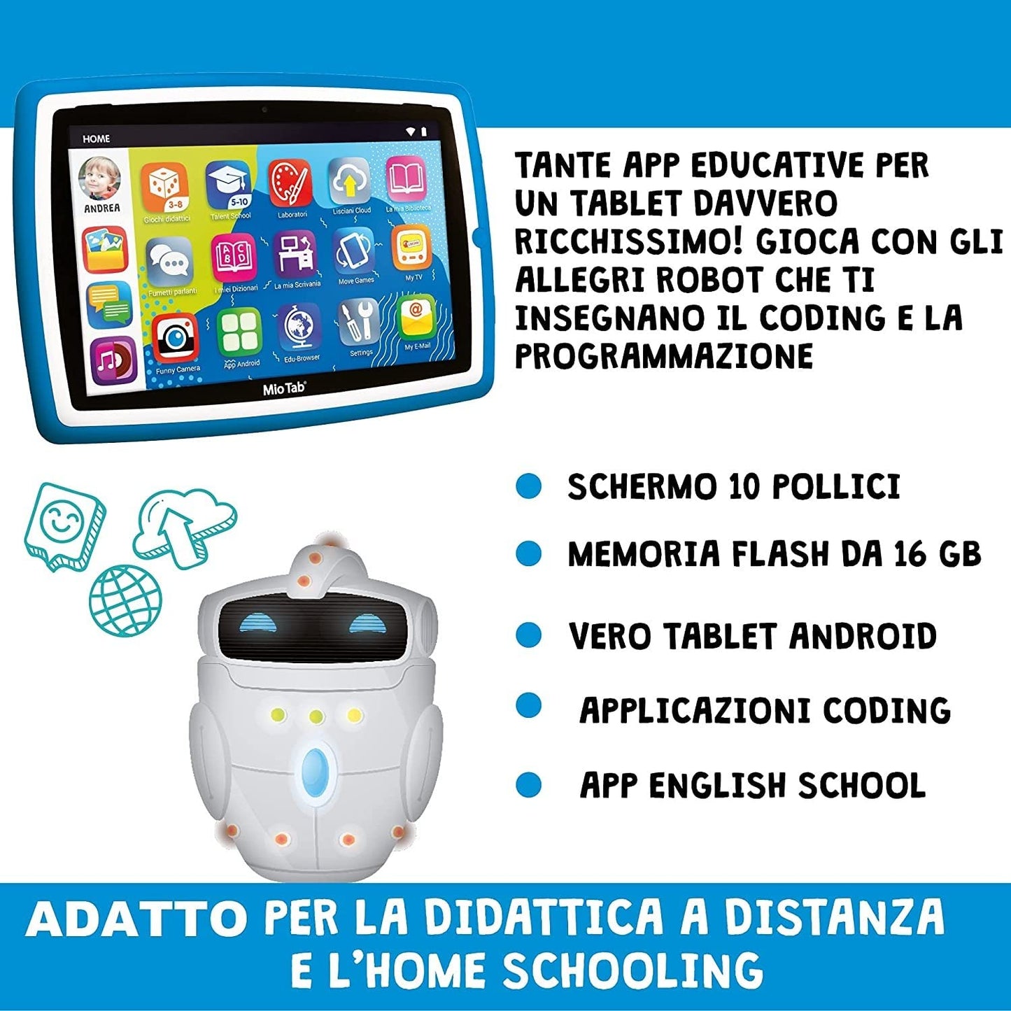 Lisciani Giochi-Mio Tab 10" STEM Coding XL 2021, Multicolor, 89055