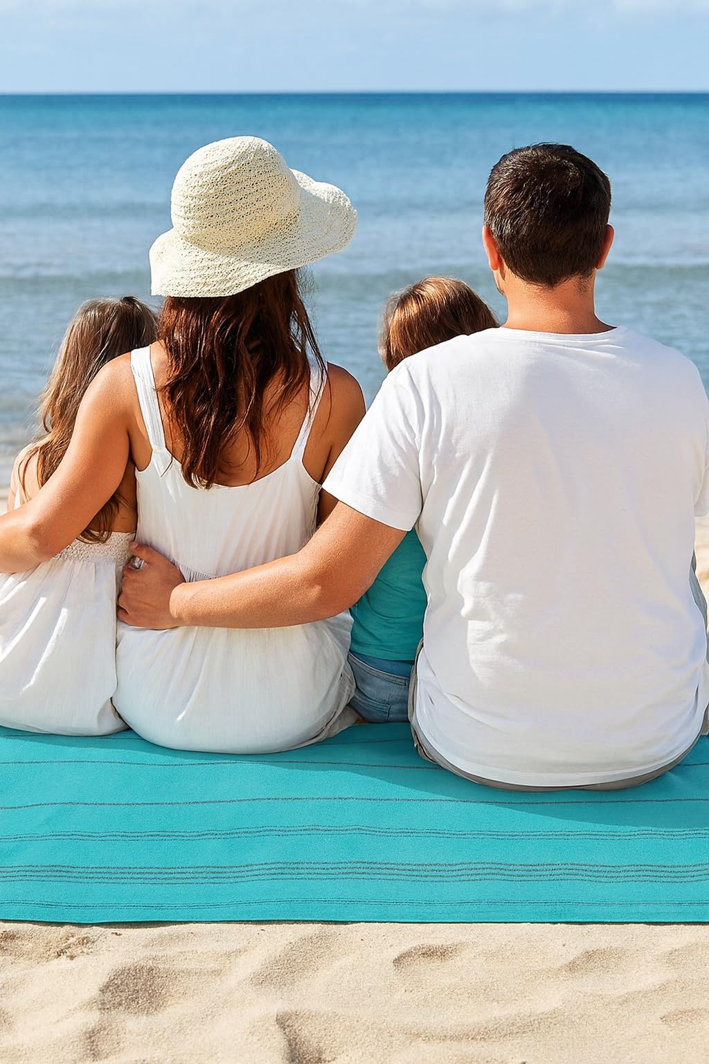 Betz XXL bath towel - large beach towel - sauna towel made of 100% cotton - sun lounger towel - 90x180 cm - Lines - color turquoise
