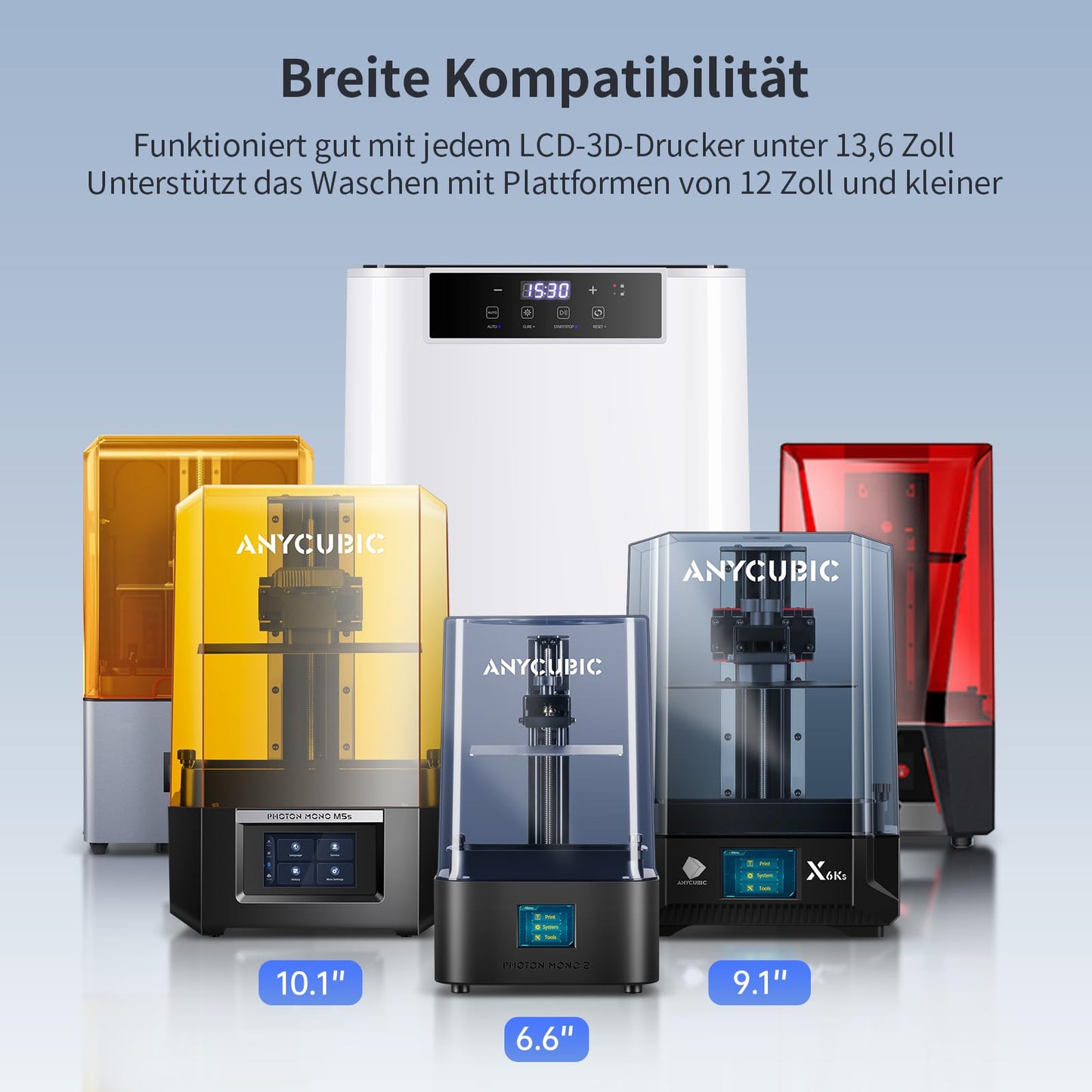 ANYCUBIC Wash & Cure Max Machine, Ultra-large 2 in 1 washing and curing machine for LCD/DLP/SLA resin 3D printers Photon M3 Max/M5s Pro/m7 Pro, dual mode, alcohol-saving, washing size 300x165x300mm
